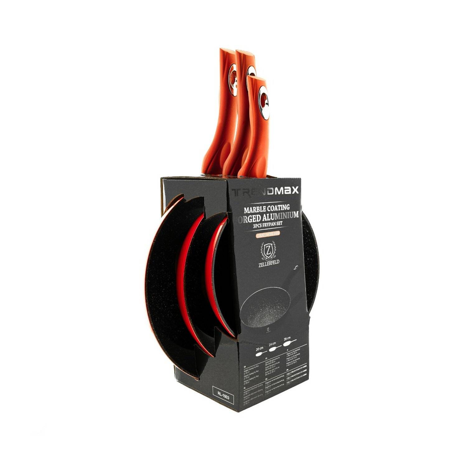 Pfannenset 3 tlg. Induktion Antikratz Marmor Bratpfanne Pfanne ø20-ø24-ø28cm für alle Herdarten Rot