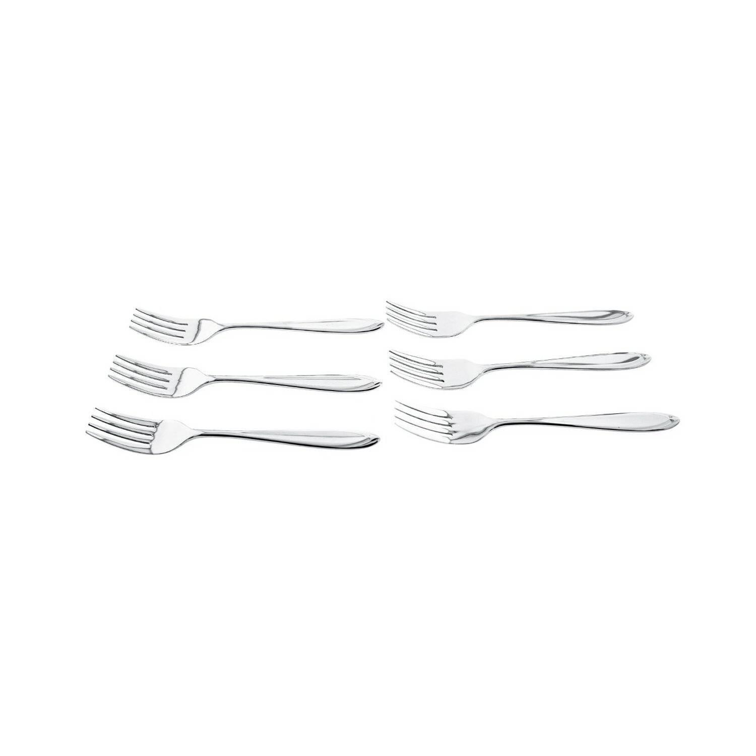 Almina 6 Tlg. Kuchengabel-Set aus Chrom-Edelstahl 18/10 Silber mit Design