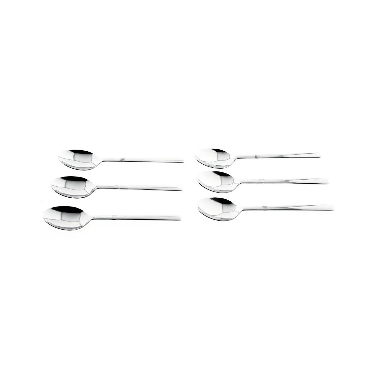 Almina 6 Tlg. Kaffeelöffel-Set aus Chrom-Edelstahl Silber mit Design 18/10