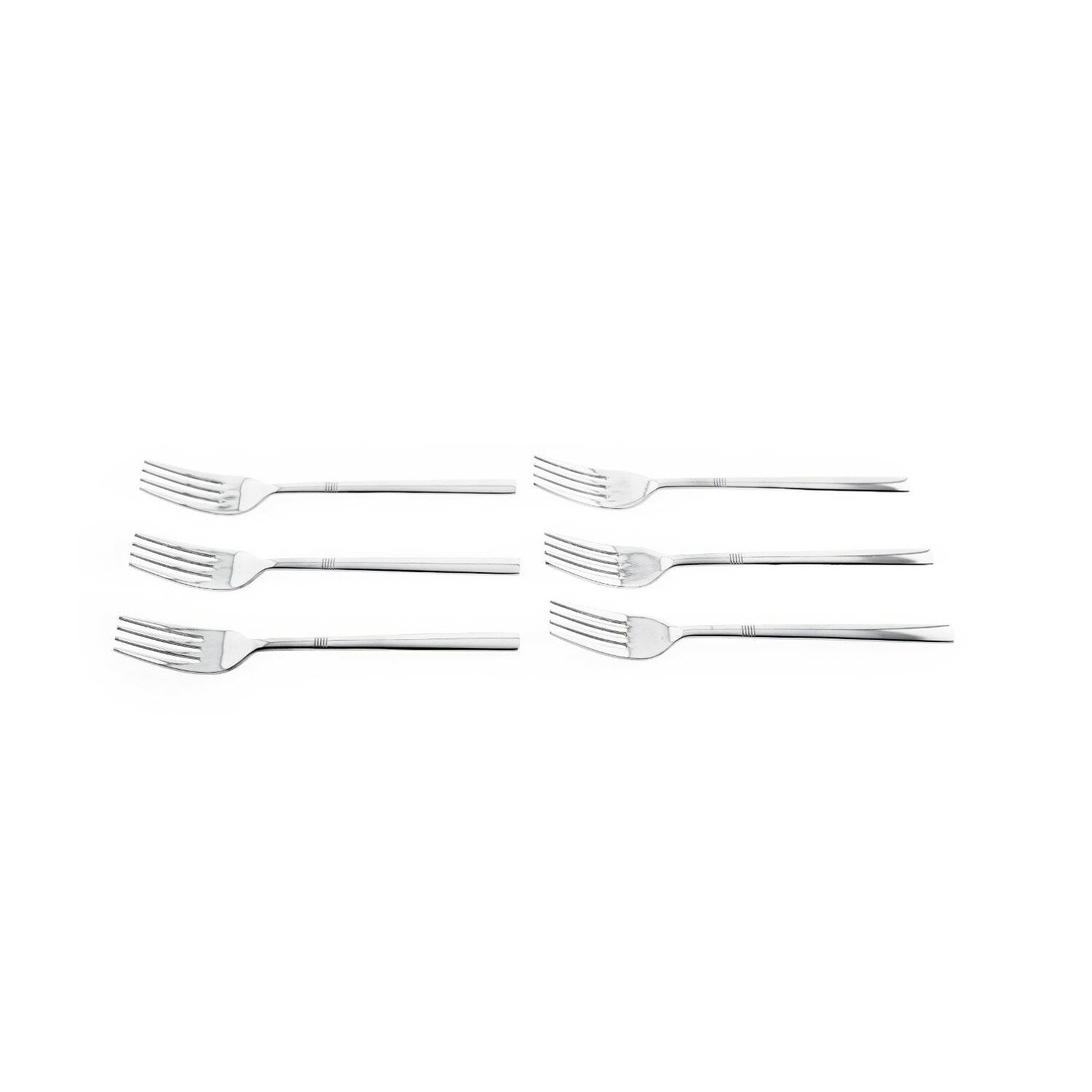 Almina 6 Tlg. Kuchengabel-Set aus Chrom-Edelstahl Silber mit Design 18/10