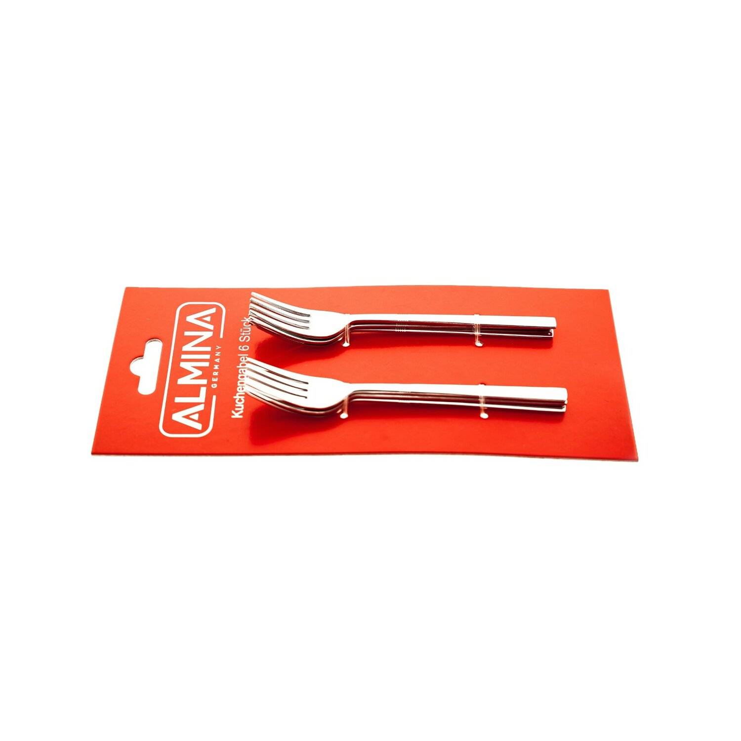 Almina 6 Tlg. Kuchengabel-Set aus Chrom-Edelstahl Silber mit Design 18/10