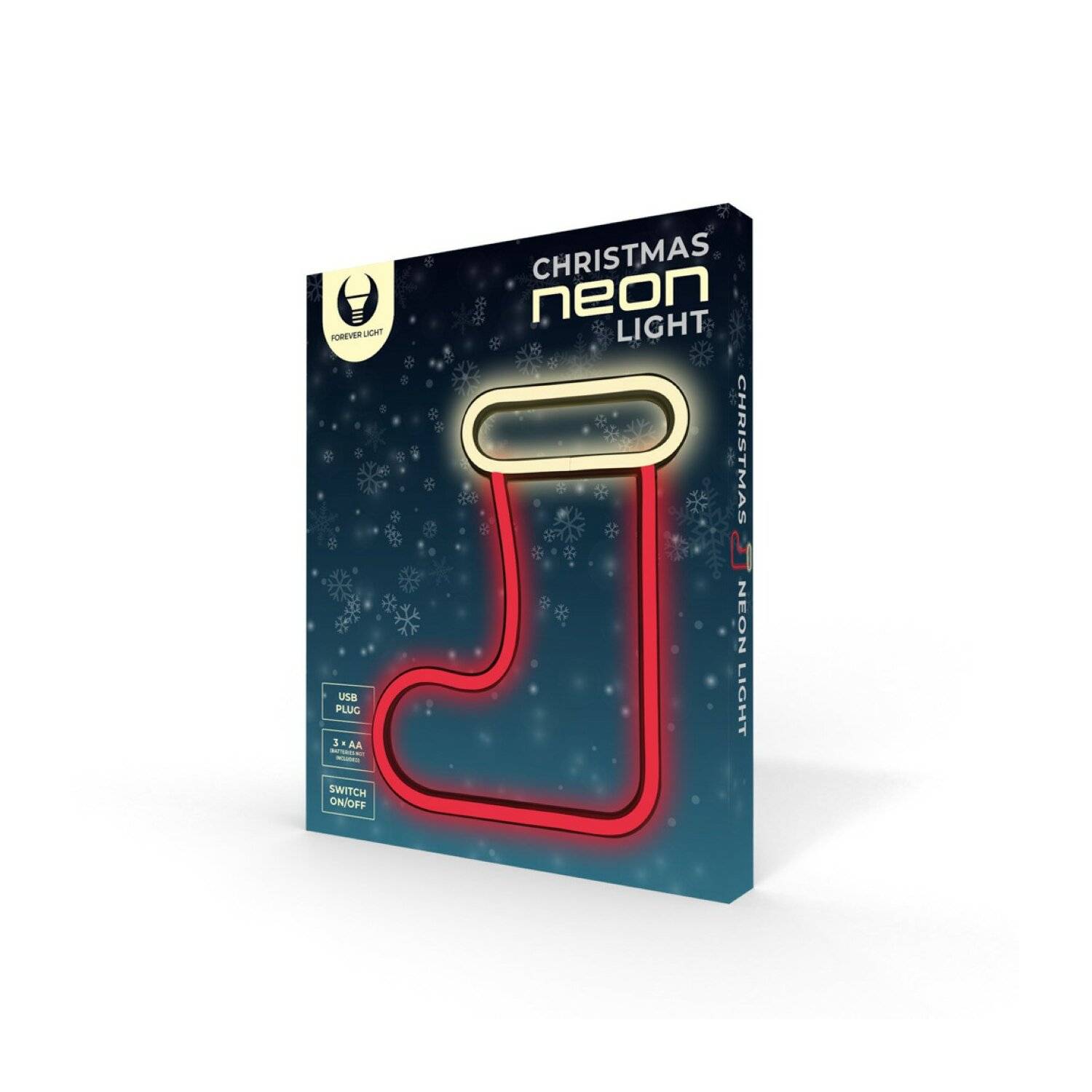 Neon LED WEIHNACHTSSOCKE weiß rot FLNE23 Forever Light dekorative Beleuchtung zum Aufhängen