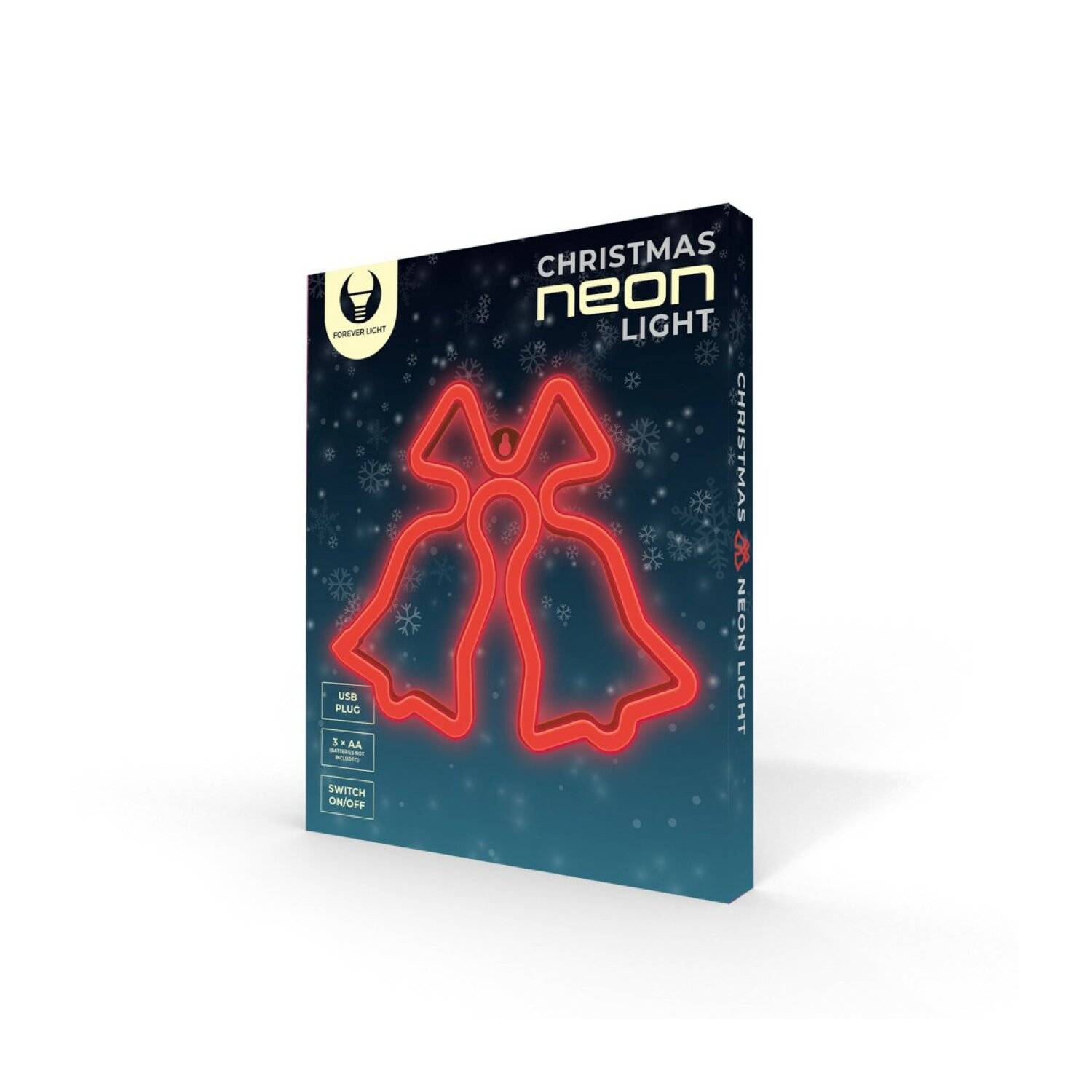 Forever Light Neon-LED-WEIHNACHTSGLOCKEN rot FLNE17 Weihnachtsdekoration Aufhängedeko Wandhalterung