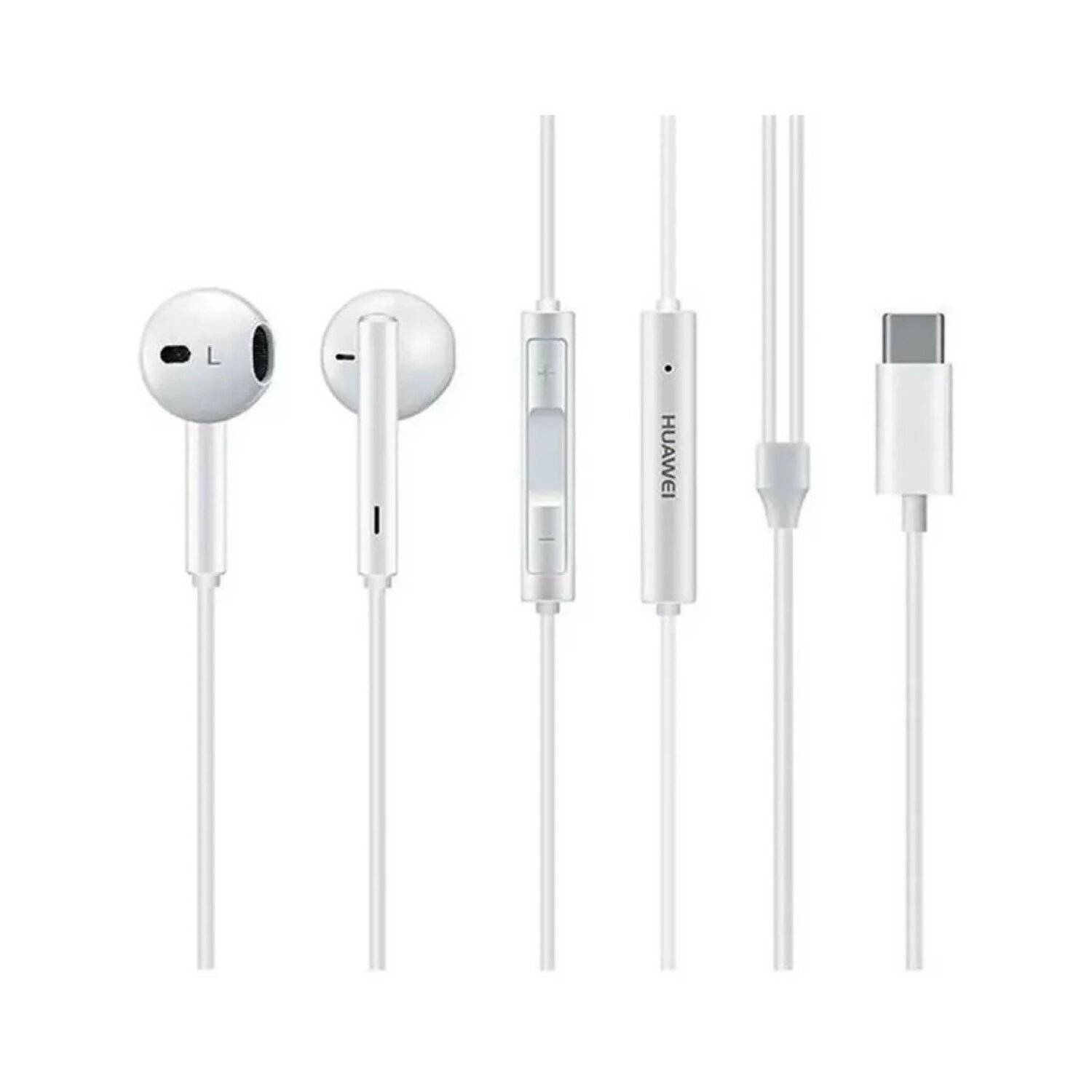 Original Huawei In-Ear-Kopfhörer 1200 mm USB-Typ-C-Stereo-Set in Weiß intrigierte Fernbedienung