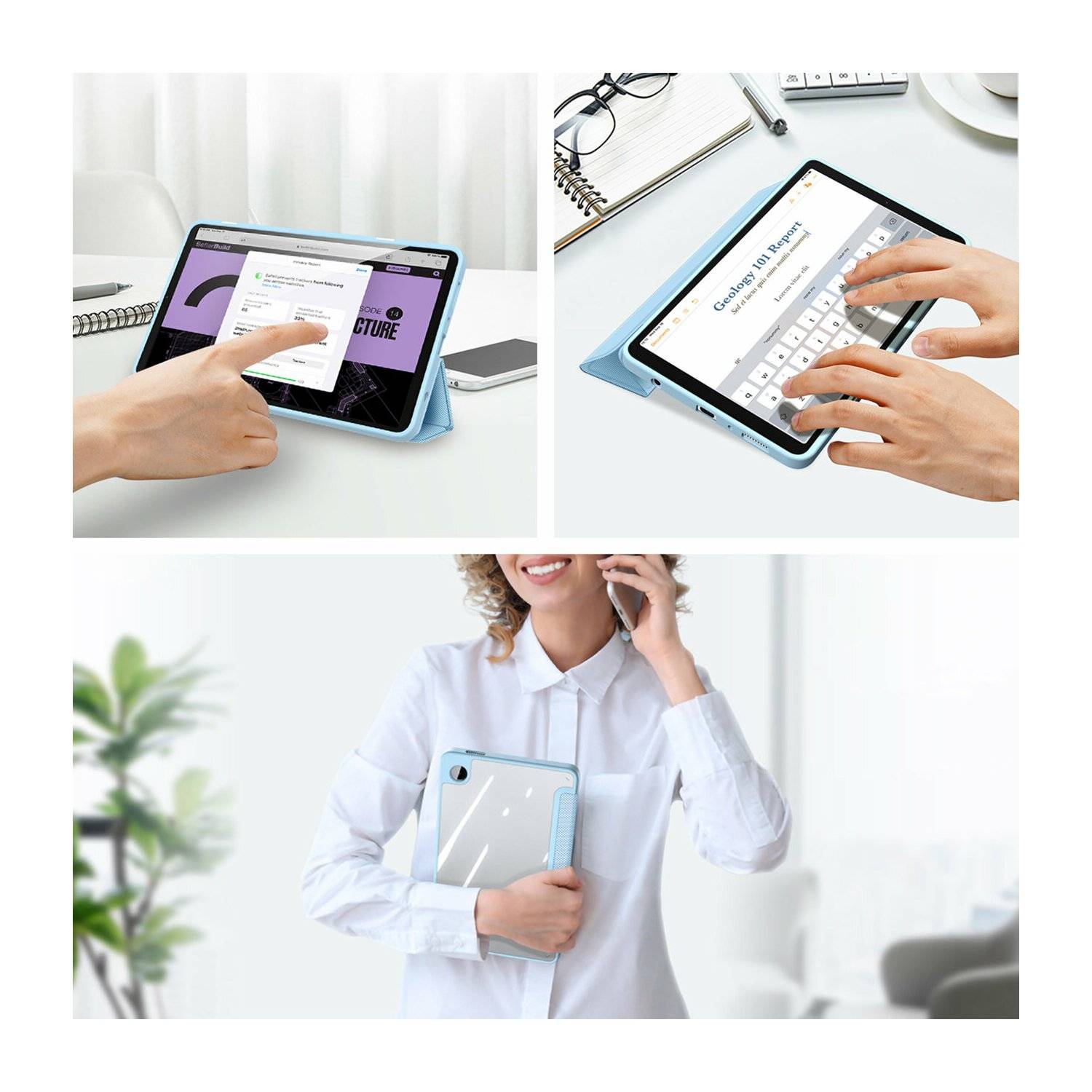 Dux Ducis Toby Eco-Leather Tablet-Ledertasche Schale Cover für Samsung Galaxy Tab A9 8.7" Blau