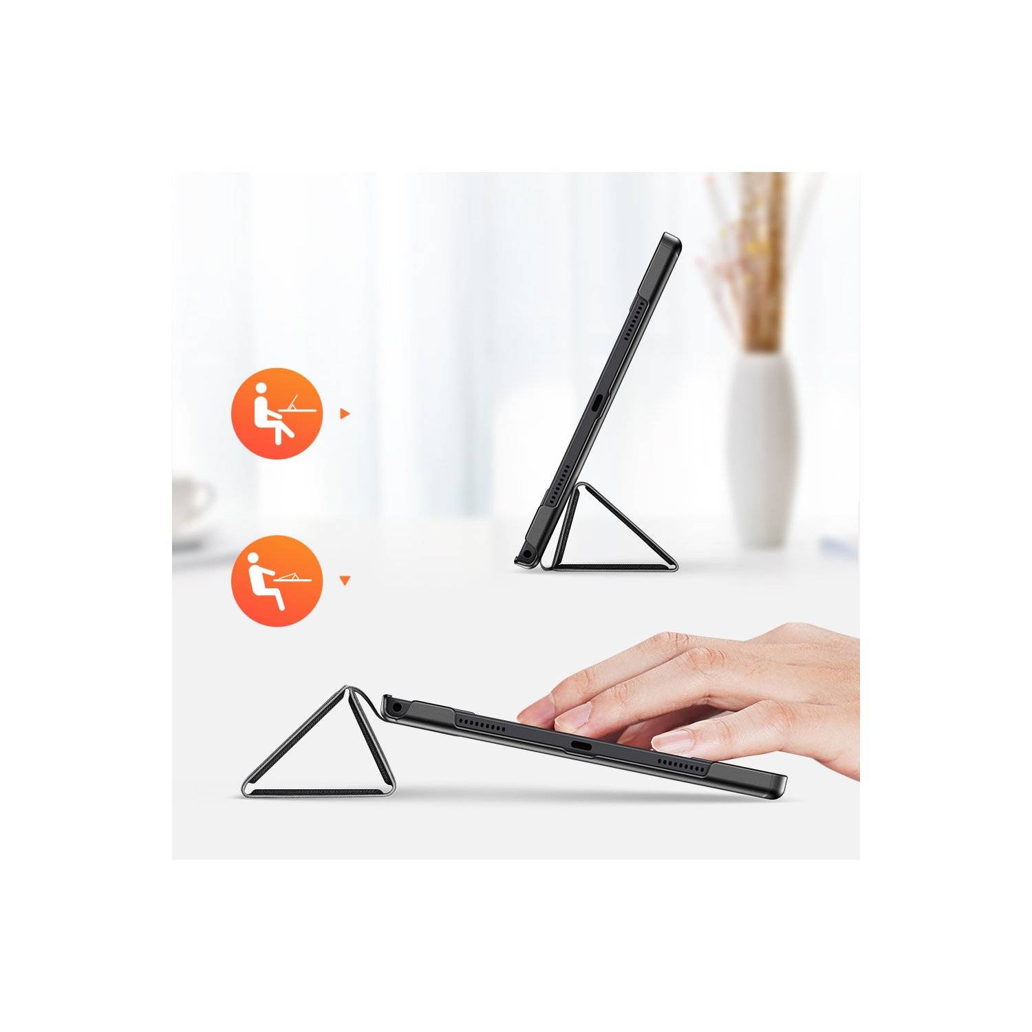 Domo Hartschale mit Smart Sleep und integrierter Standfunktion kompatibel mit Lenovo Tab M11 Schwarz