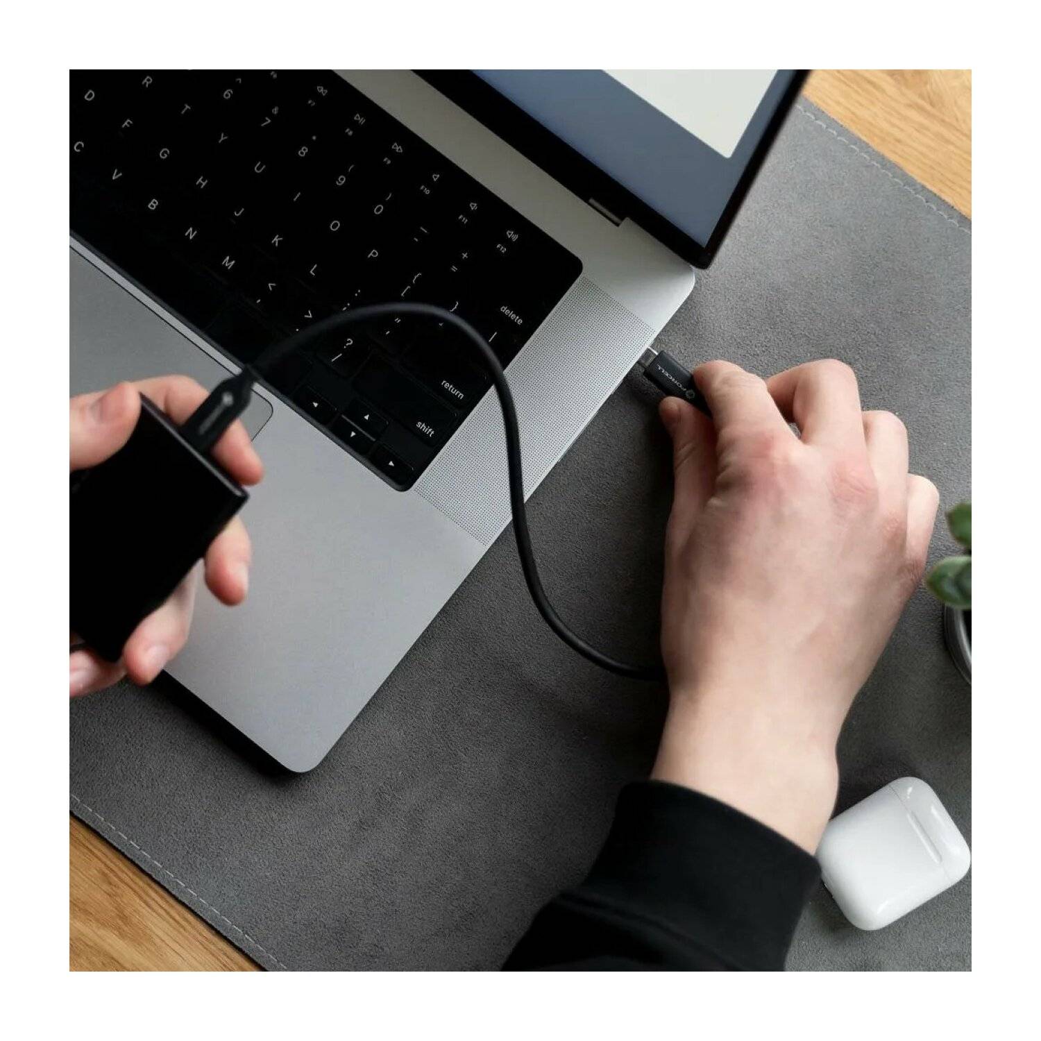 FORCELL Schnellladekabel/Datenkabel Kabel Typ C bis Typ C QC 4.0 5A/20V PD 60W C338 Schwarz 25 cm