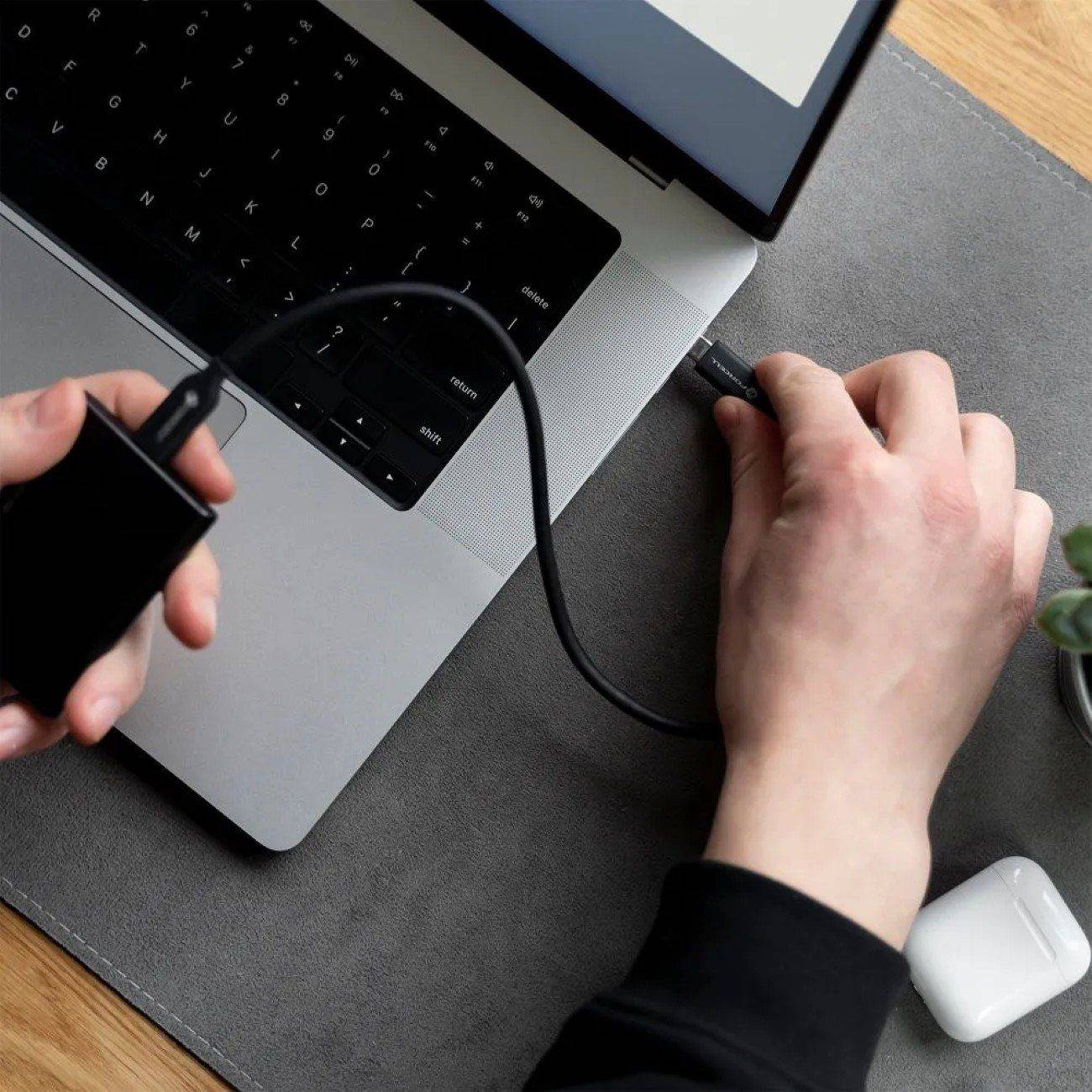 FORCELL Schnellladekabel/Datenkabel Kabel Typ C bis Typ C QC 4.0 5A/20V PD 60W C338 Schwarz 150 cm