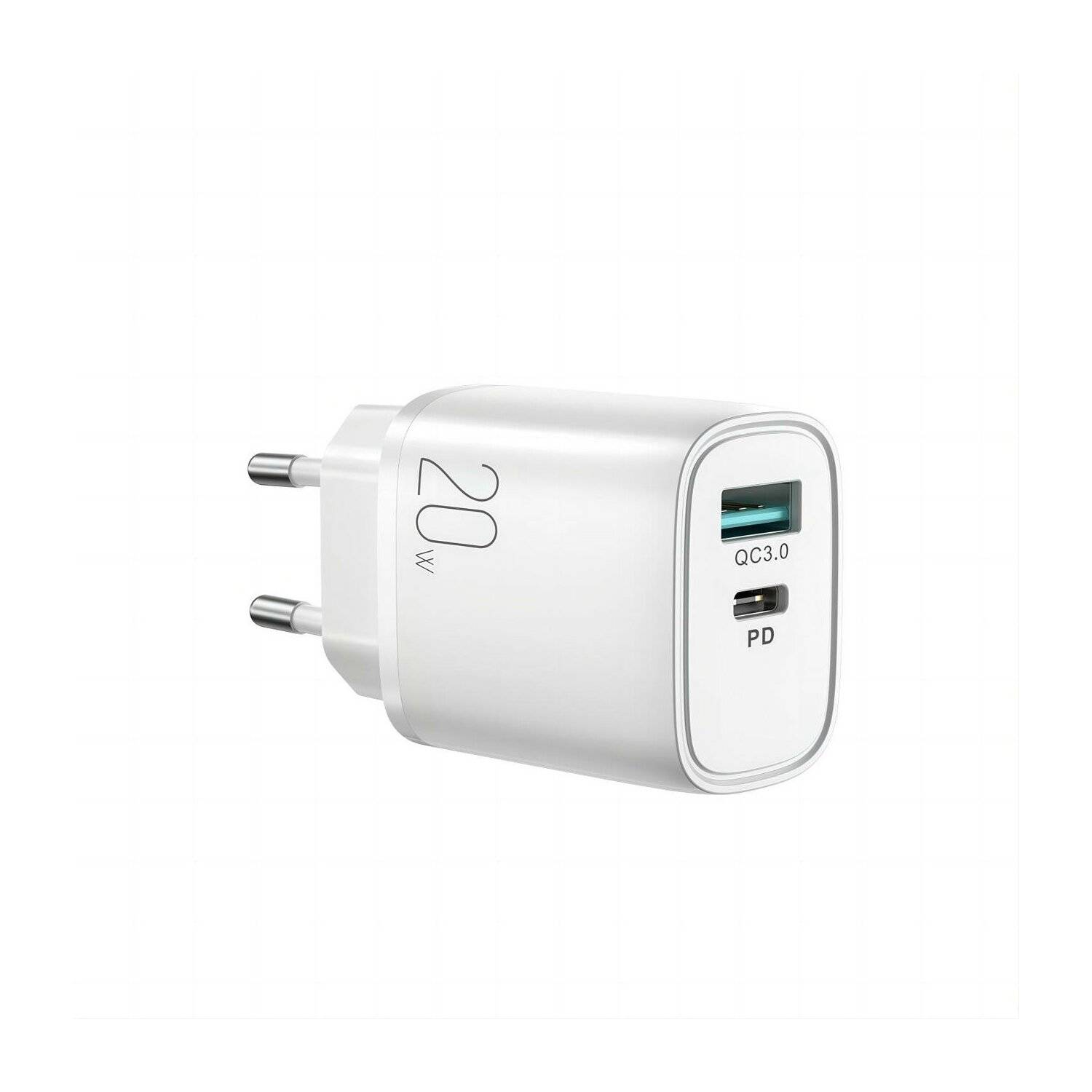 Joyroom Schnellladegerät USB-A Quick Charge 3.0 / USB-C Power Delivery 20W Wandladgerät weiß