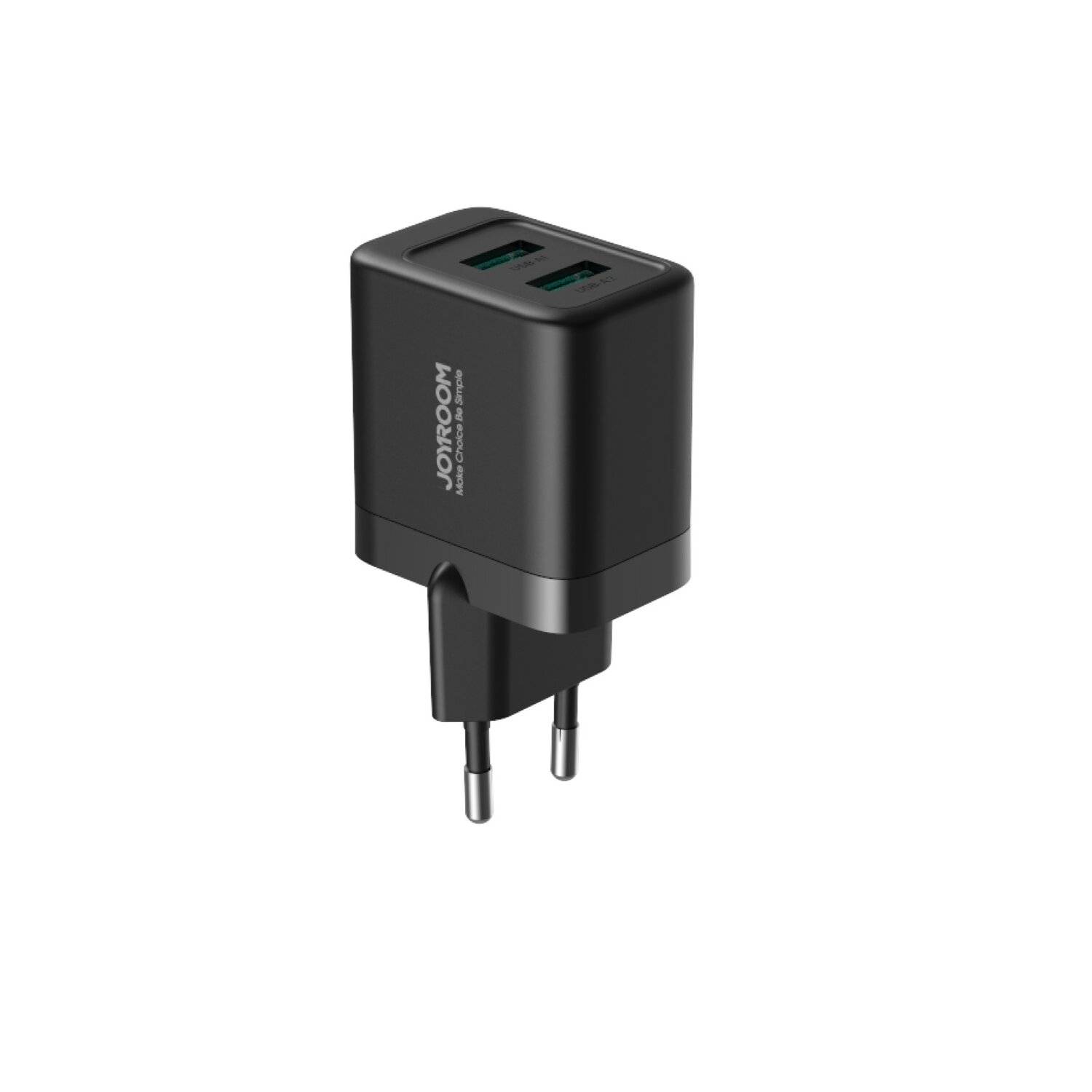 Joyroom JR-TCN01 2xUSB-A 12W 2,4A Netzladegerät Schwarz Ladeadapter Schnelles Laden