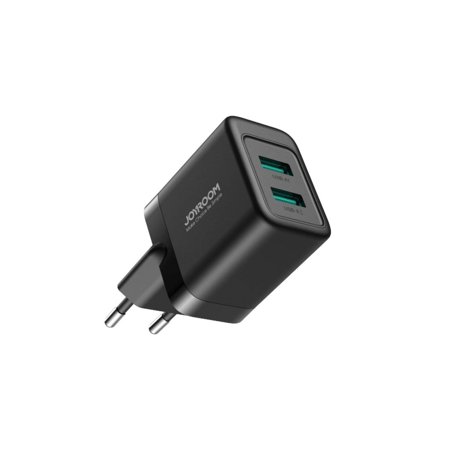 Joyroom JR-TCN01 2xUSB-A 12W 2,4A Netzladegerät Schwarz Ladeadapter Schnelles Laden