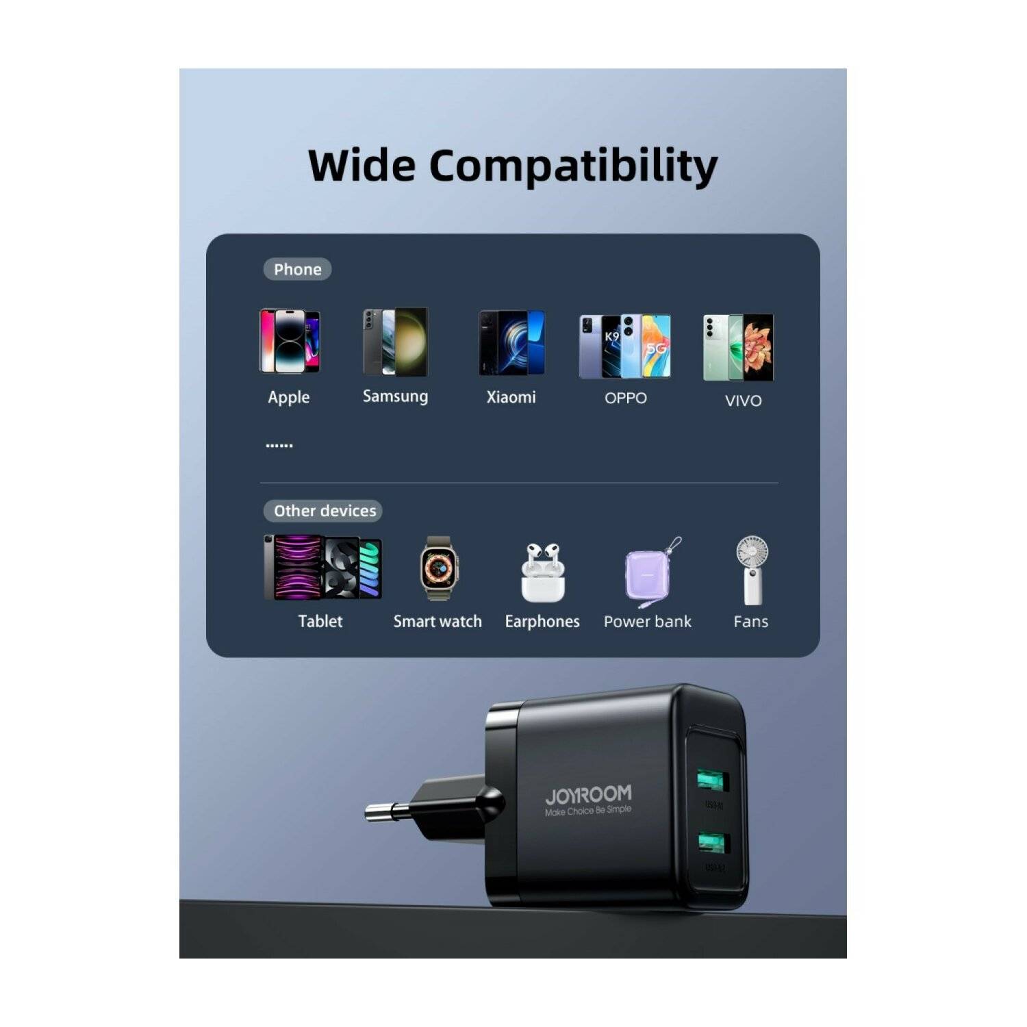 Joyroom JR-TCN01 2xUSB-A 12W 2,4A Netzladegerät Schwarz Ladeadapter Schnelles Laden