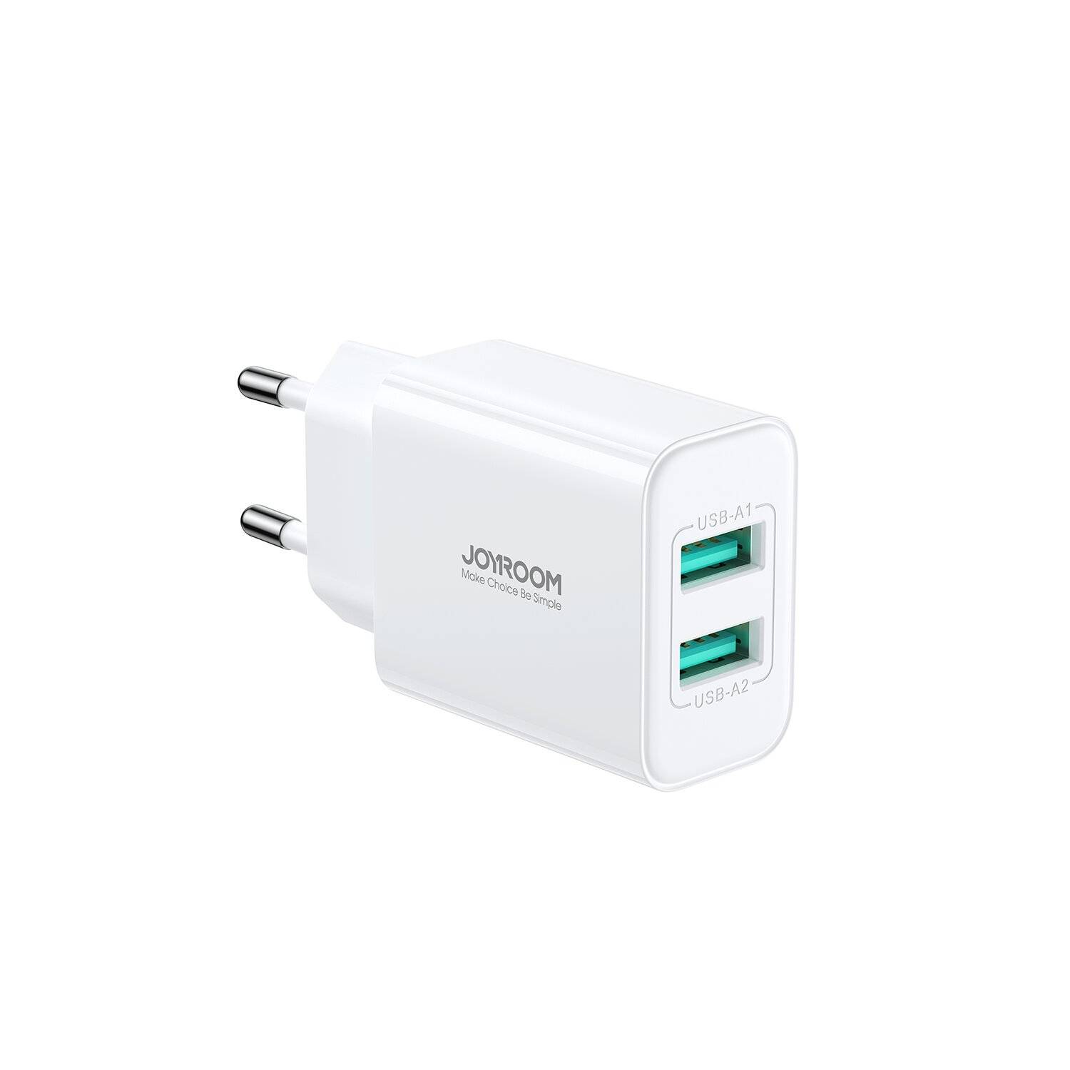 Joyroom Wandladegerät JR-TCN04 2xUSB-A 10,5W 2,1A Netzladegerät - Weiß Schnelles Laden