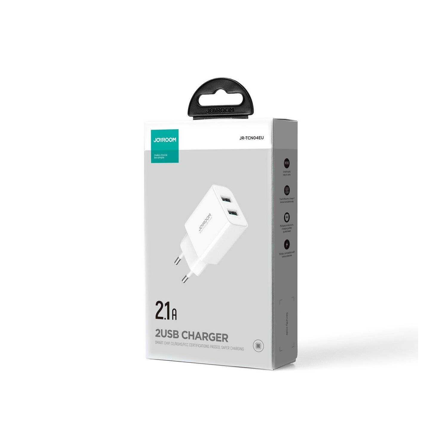 Joyroom Wandladegerät JR-TCN04 2xUSB-A 10,5W 2,1A Netzladegerät - Weiß Schnelles Laden