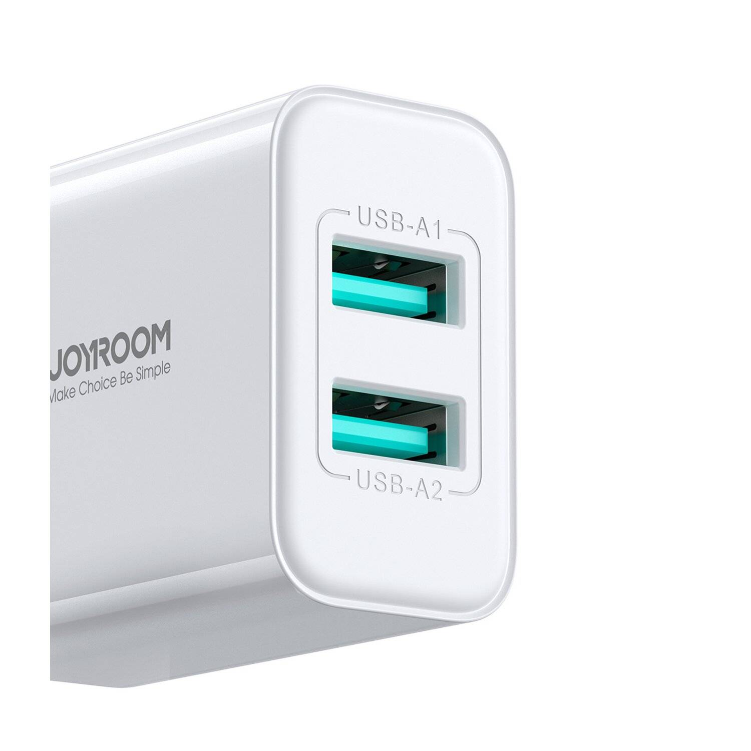 Joyroom Wandladegerät JR-TCN04 2xUSB-A 10,5W 2,1A Netzladegerät - Weiß Schnelles Laden