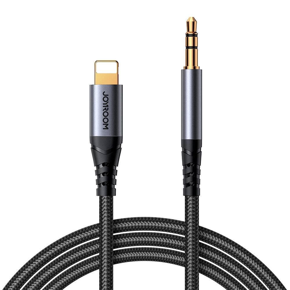 Joyroom SY-A06 Audiokabel, Lightning auf 3,5mm Klinke, 1,2m, Schwarz/Silber