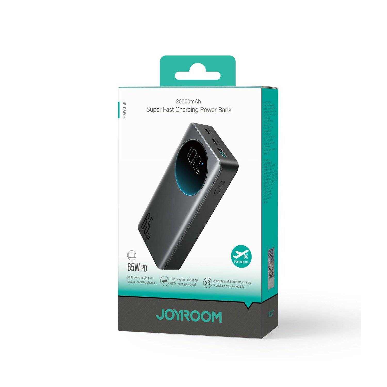 Joyroom Powerbank 65W 20000mAh Schnellladetechnologie PD schwarz (JR-PBF04)