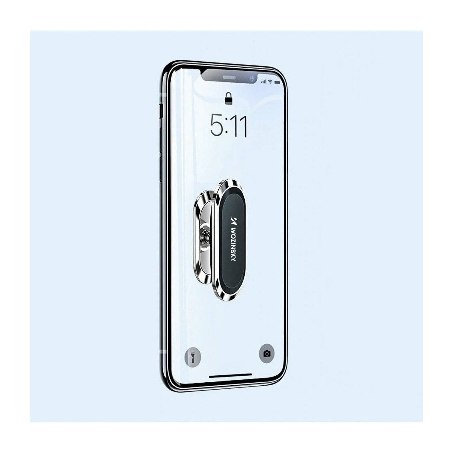 Wozinsky Selbstklebende magnetische 360-Grad-Armaturenbretthalterung Silber