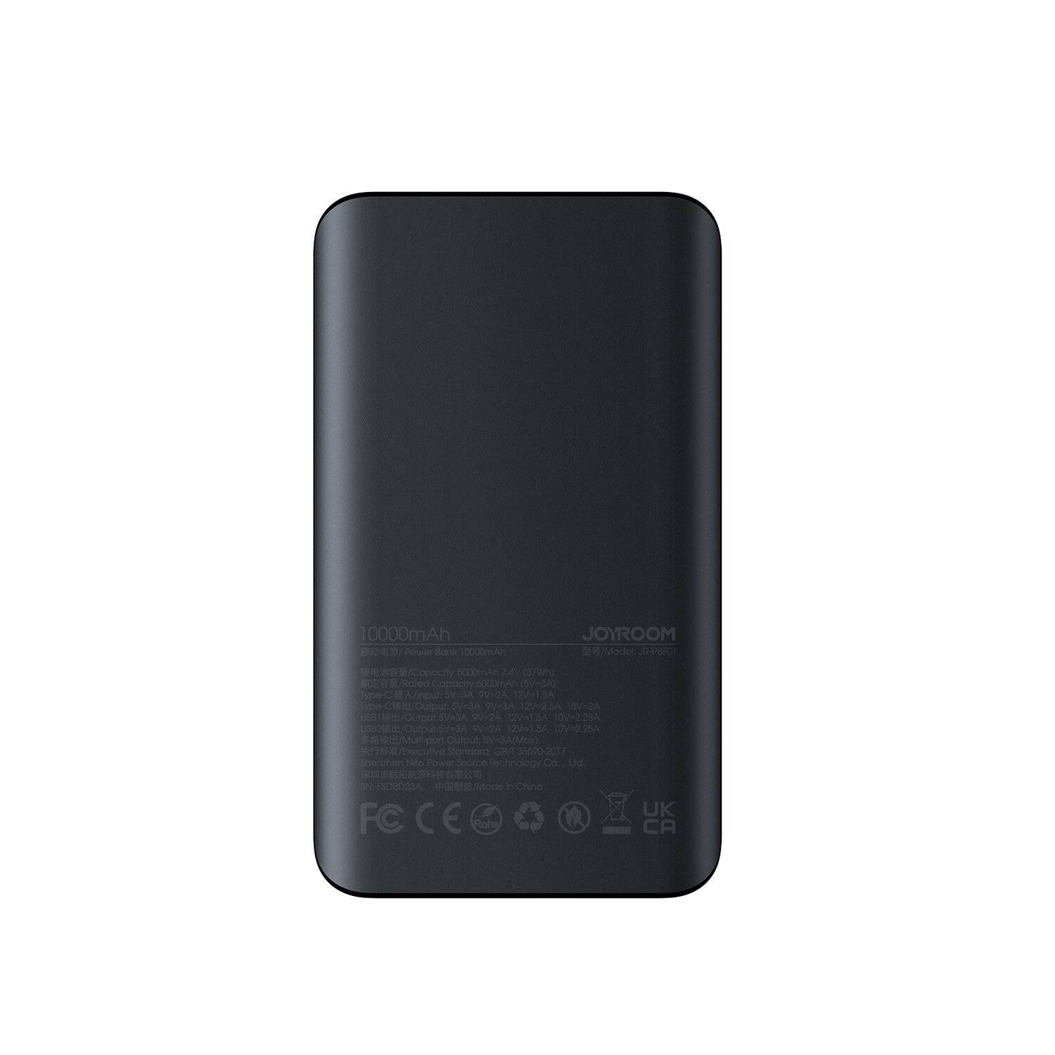 Joyroom Powerbank 10000mAh Schnellladetechnologie 30W 3 Anschlüsse schwarz (JR-PBF01)