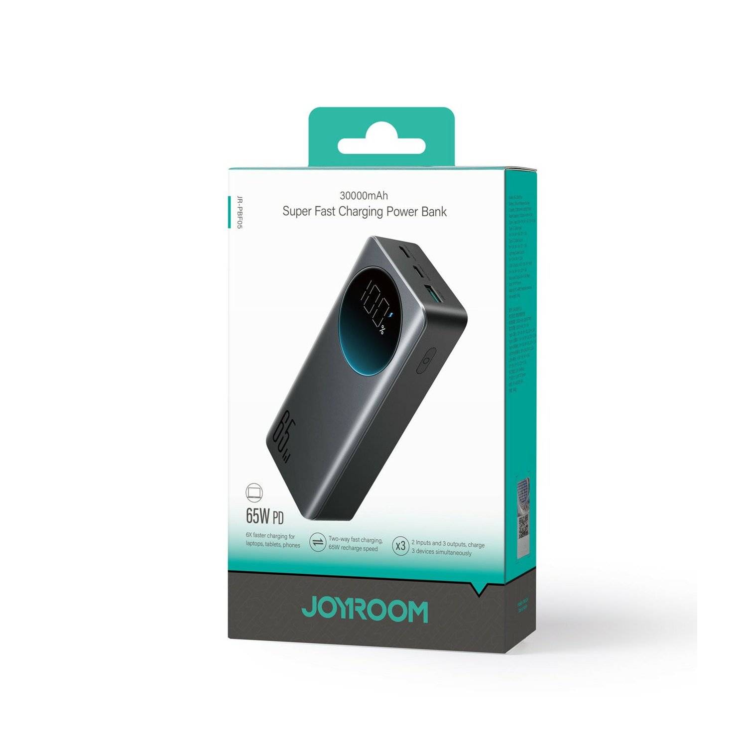 Joyroom 30000 mAh 65 W Powerbank mit Digitalanzeige (JR-PBF05) – Schwarz