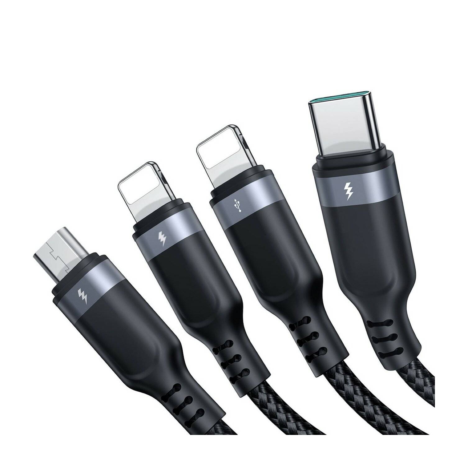 4in1 USB-Kabel USB-A - USB-C / 2 x iPhone / Micro zum Laden und Datenübertragung 1,2m Joyroom S-1T4018A18 - schwarz