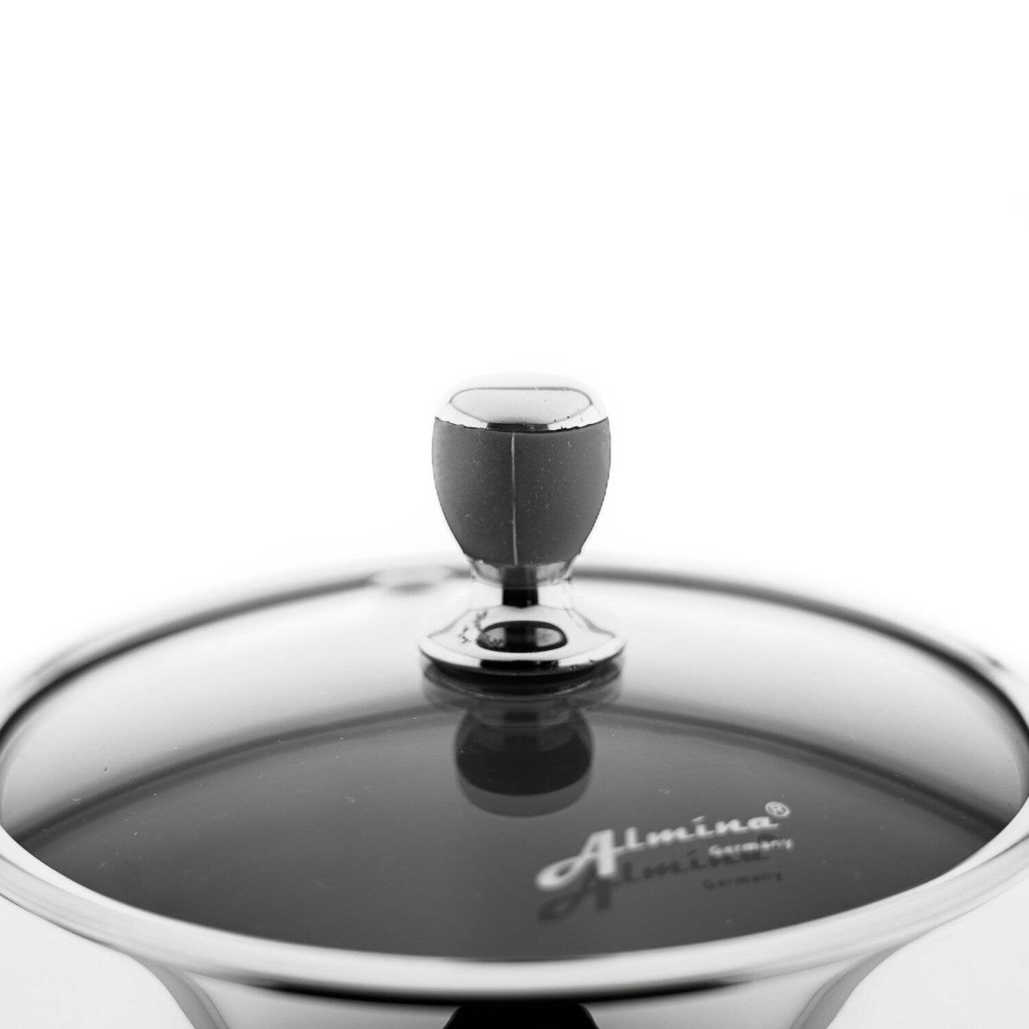 Almina Teekessel-Set mit Deckel Caydanlik Takimi aus 18/10-Edelstahl mit grauen Silikongriffen 1,5L/3,0L