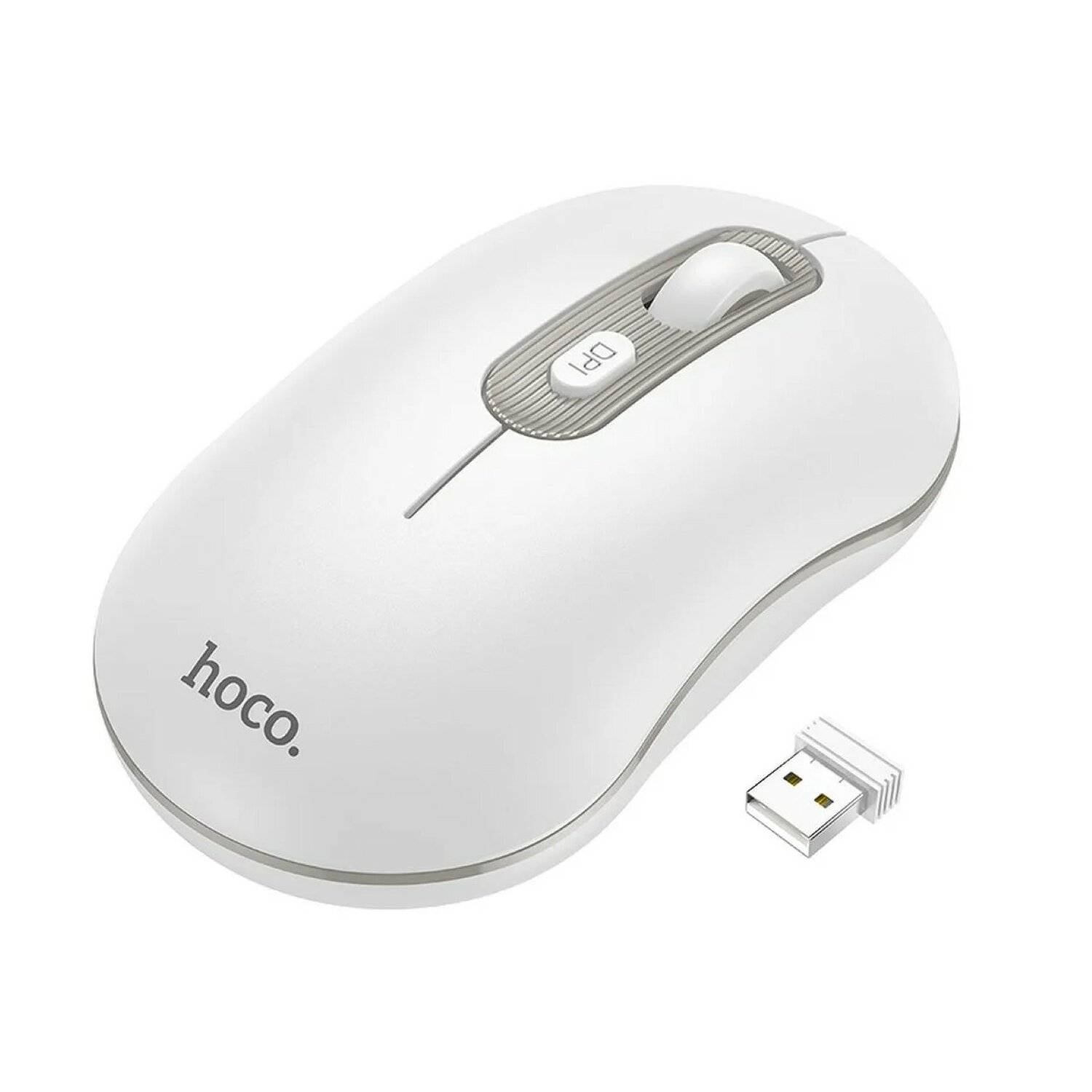 HOCO Funkmaus 2,4G DPI 1600 4 Tasten (4D)Platinium GM21 weiß drahtlose Verbindung