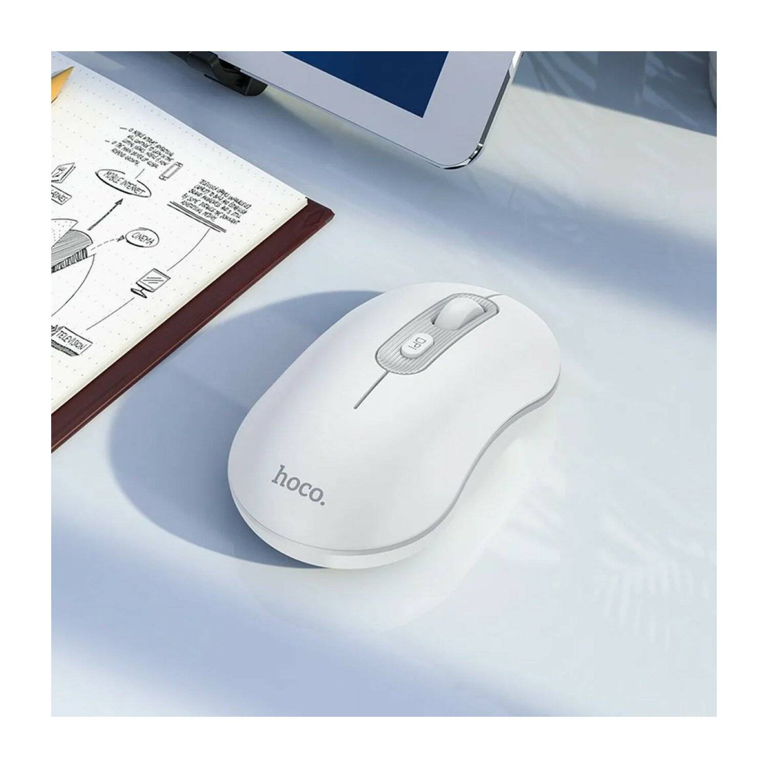 HOCO Funkmaus 2,4G DPI 1600 4 Tasten (4D)Platinium GM21 weiß drahtlose Verbindung