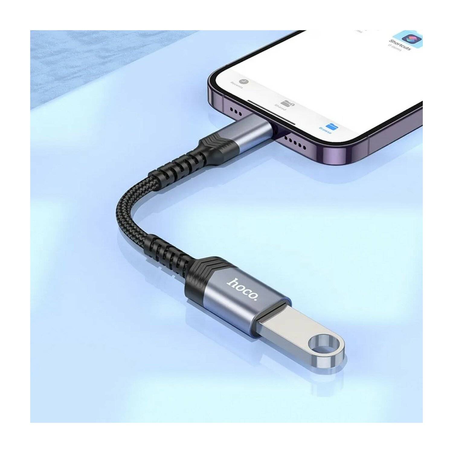 HOCO Adapter iPhone-Anschluss 8-polig (männlich) auf USB (weiblich) 3.0 UA24 schwarz