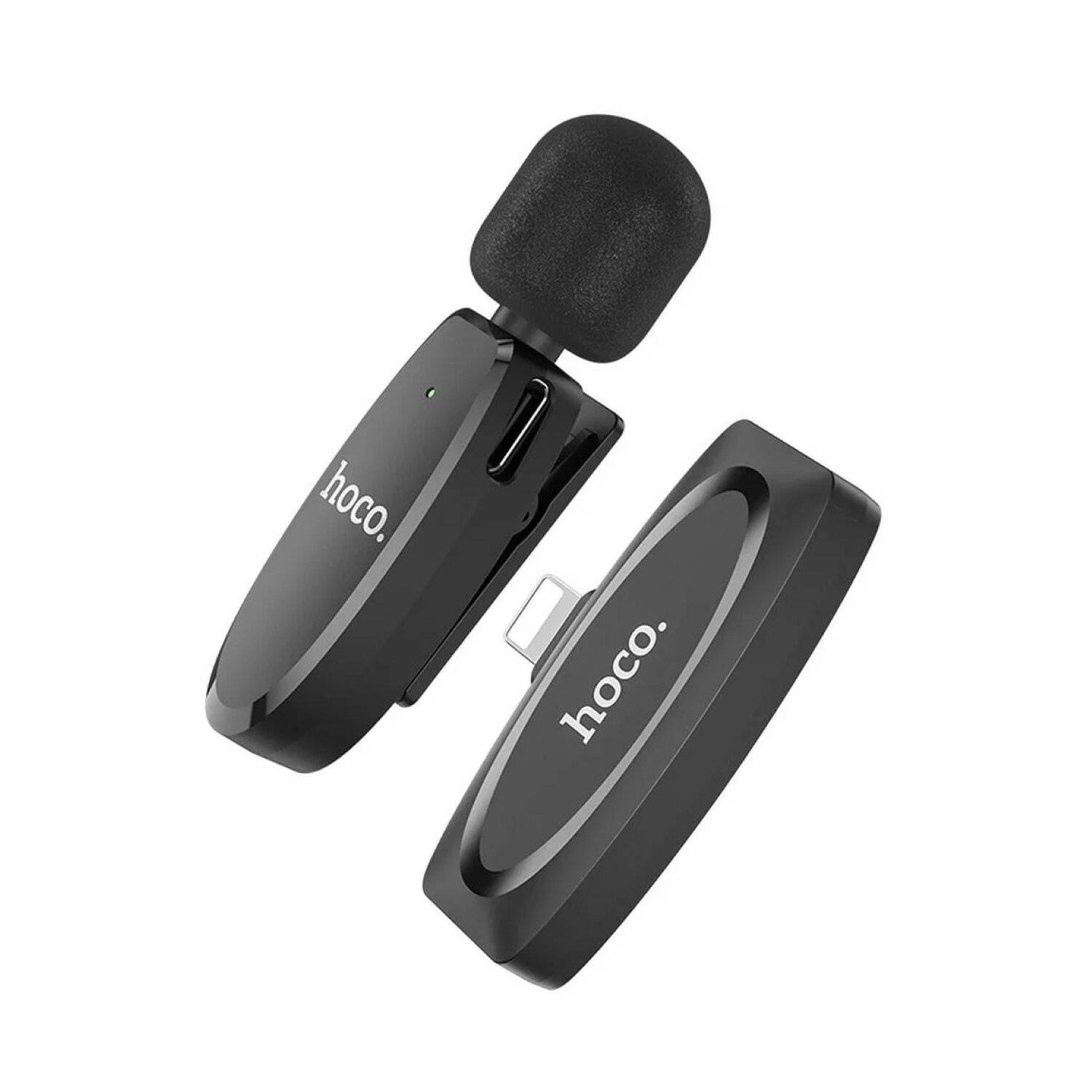 HOCO drahtloses Lavaliermikrofon für iPhone 8-pin iPhone-Anschluss L15 schwarz