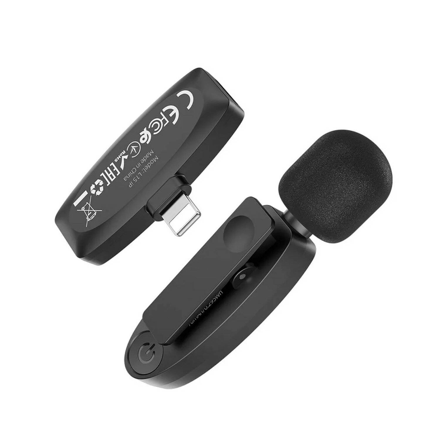 HOCO drahtloses Lavaliermikrofon für iPhone 8-pin iPhone-Anschluss L15 schwarz