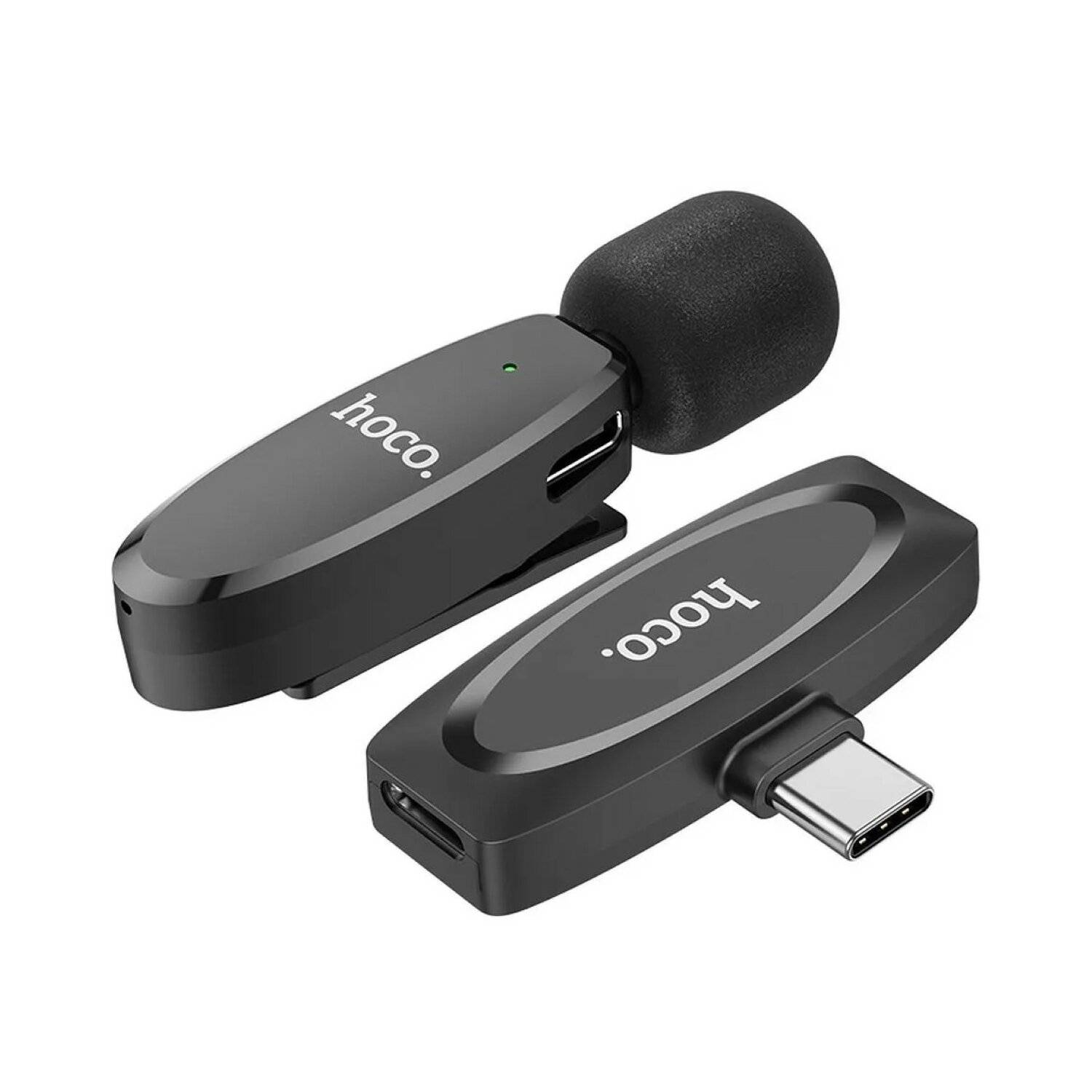 HOCO drahtloses Lavaliermikrofon für Typ C USB-C Anschluss L15 schwarz 70 mAh