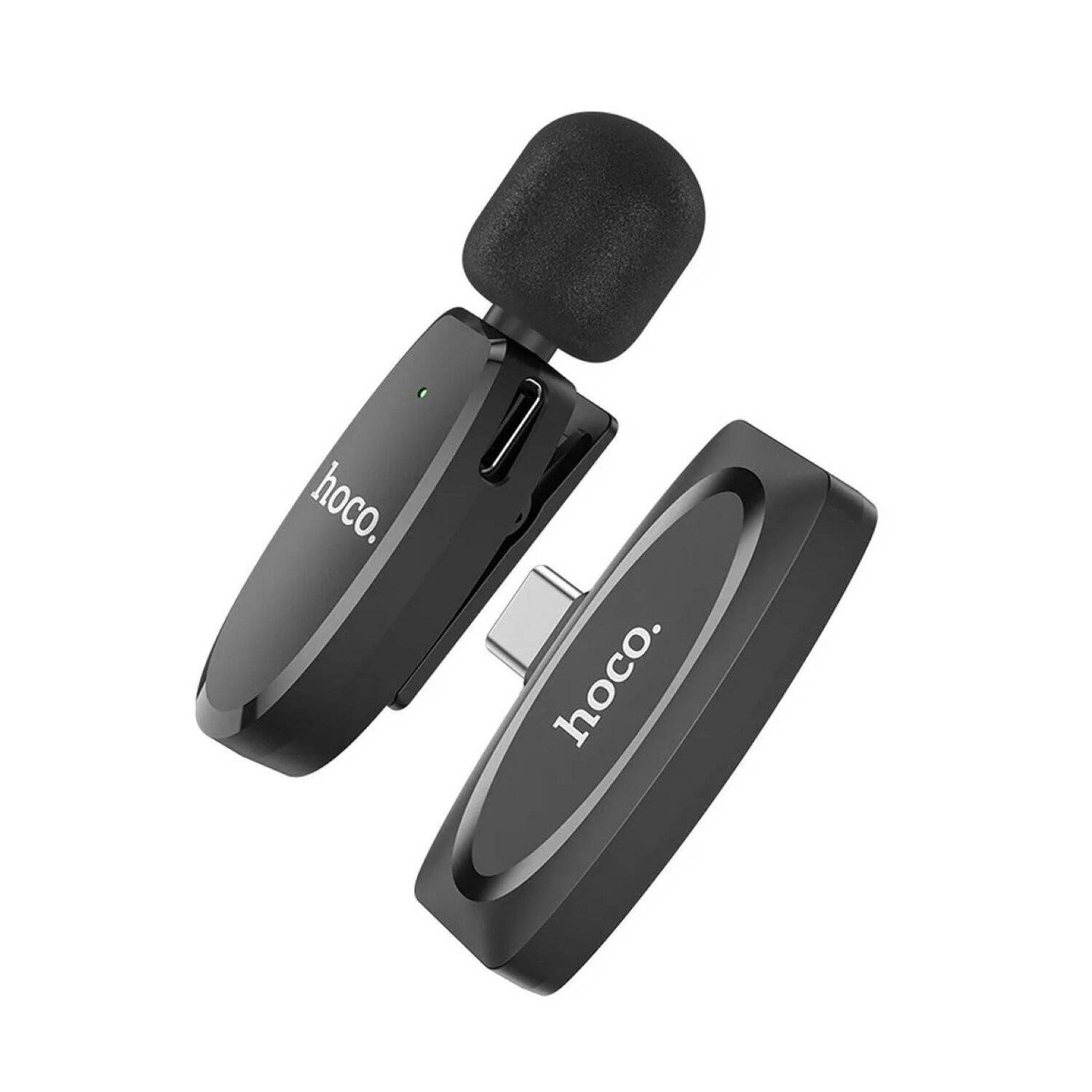 HOCO drahtloses Lavaliermikrofon für Typ C USB-C Anschluss L15 schwarz 70 mAh