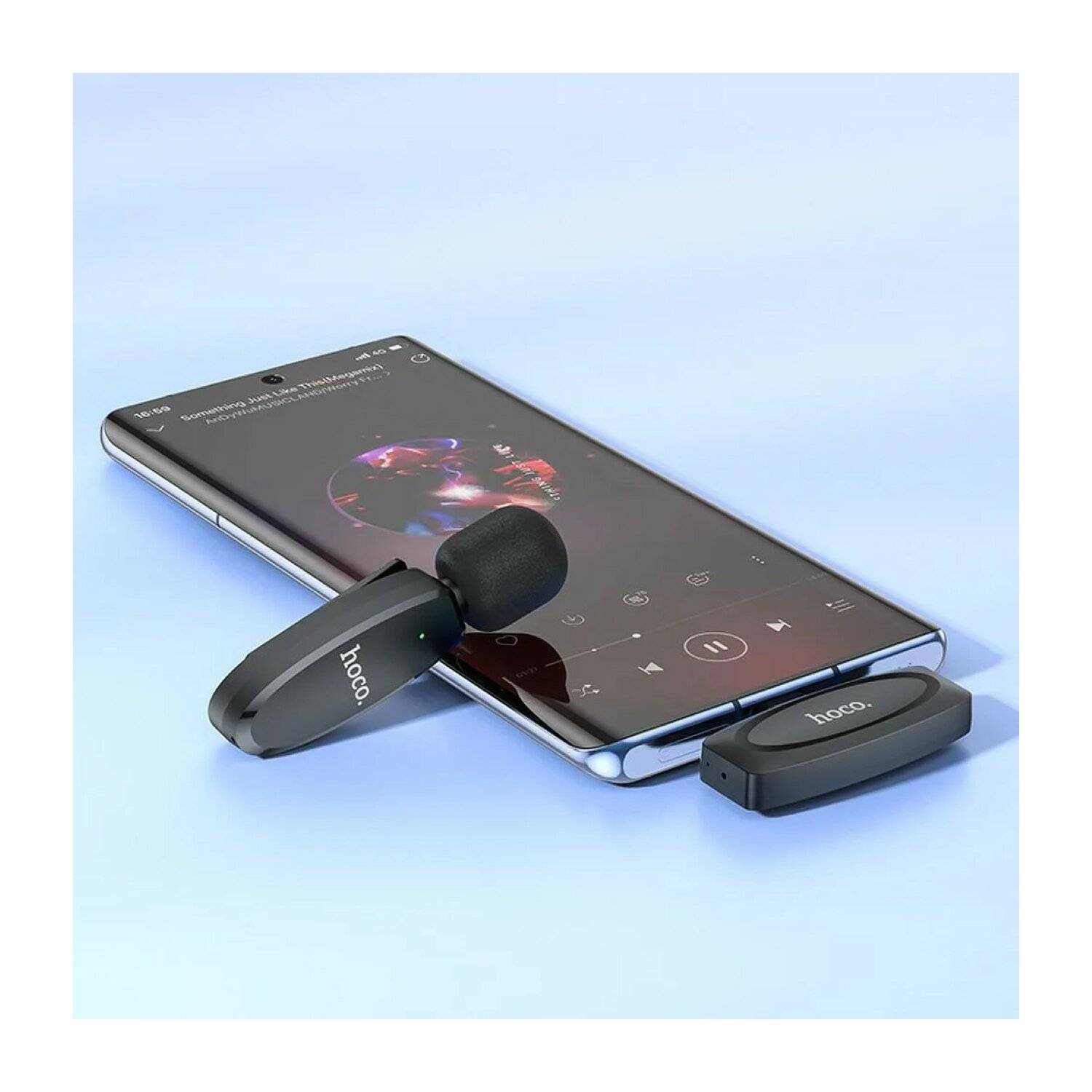HOCO drahtloses Lavaliermikrofon für Typ C USB-C Anschluss L15 schwarz 70 mAh