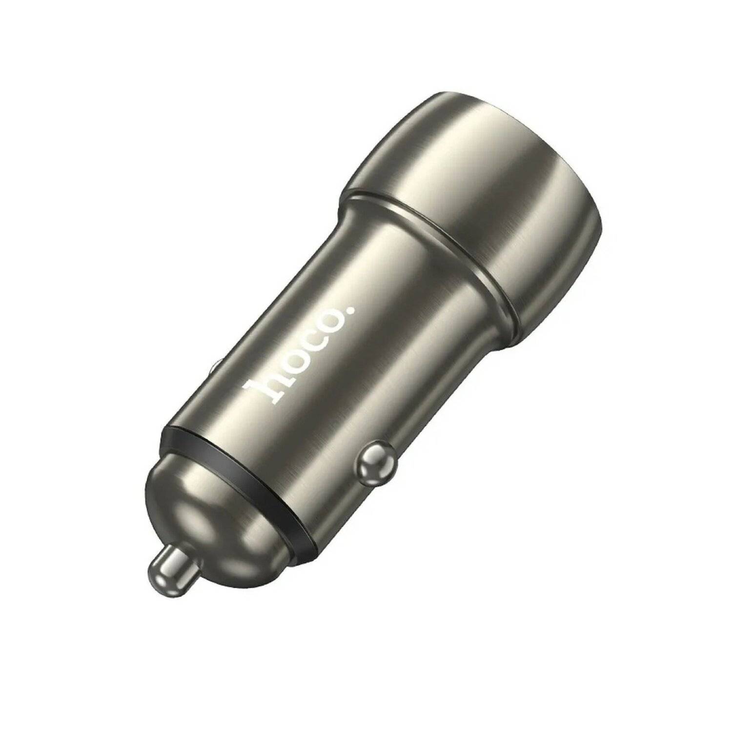 HOCO Autoladegerät 2 Anschlüsse Typ C PD 40W Z48 Metall grau aus Aluminium schnelles Laden