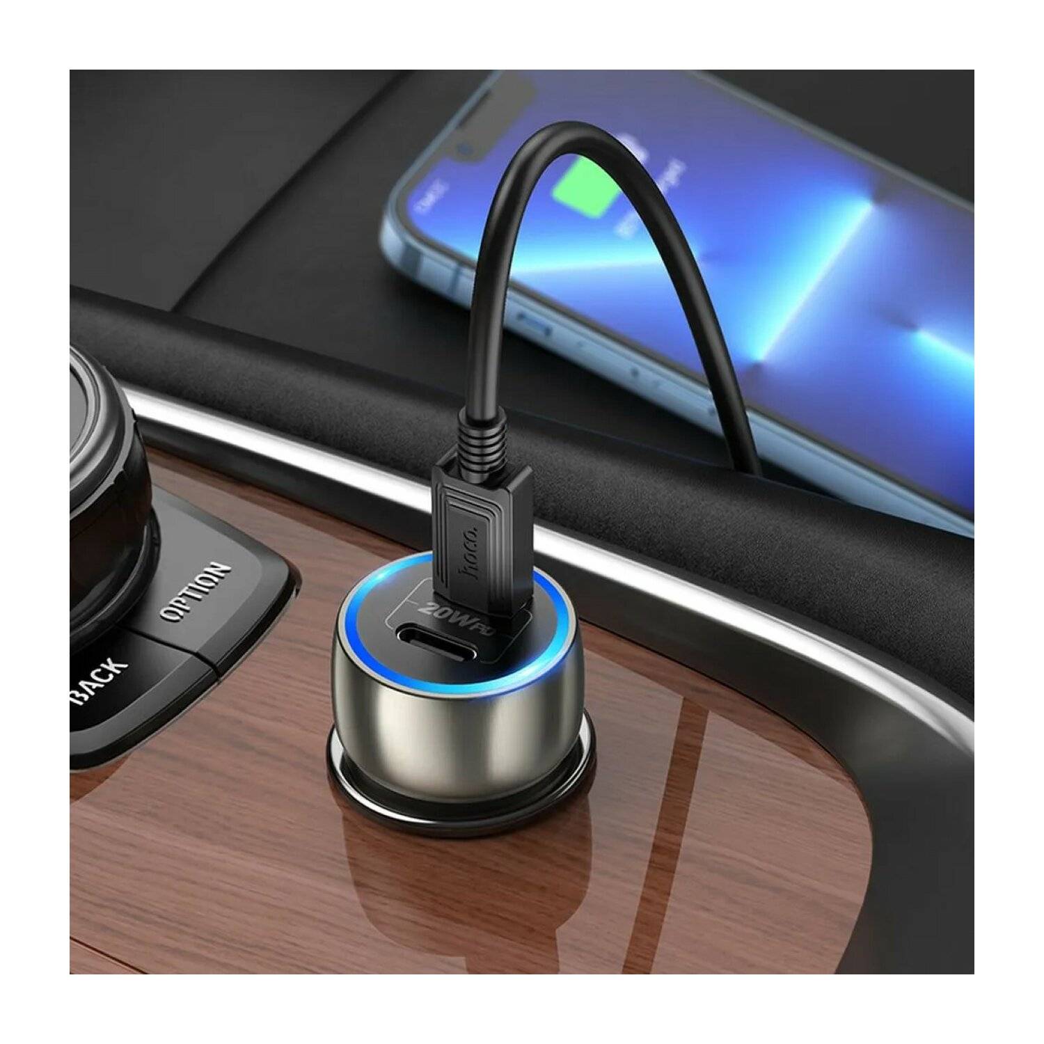 HOCO Autoladegerät 2 Anschlüsse Typ C PD 40W Z48 Metall grau aus Aluminium schnelles Laden