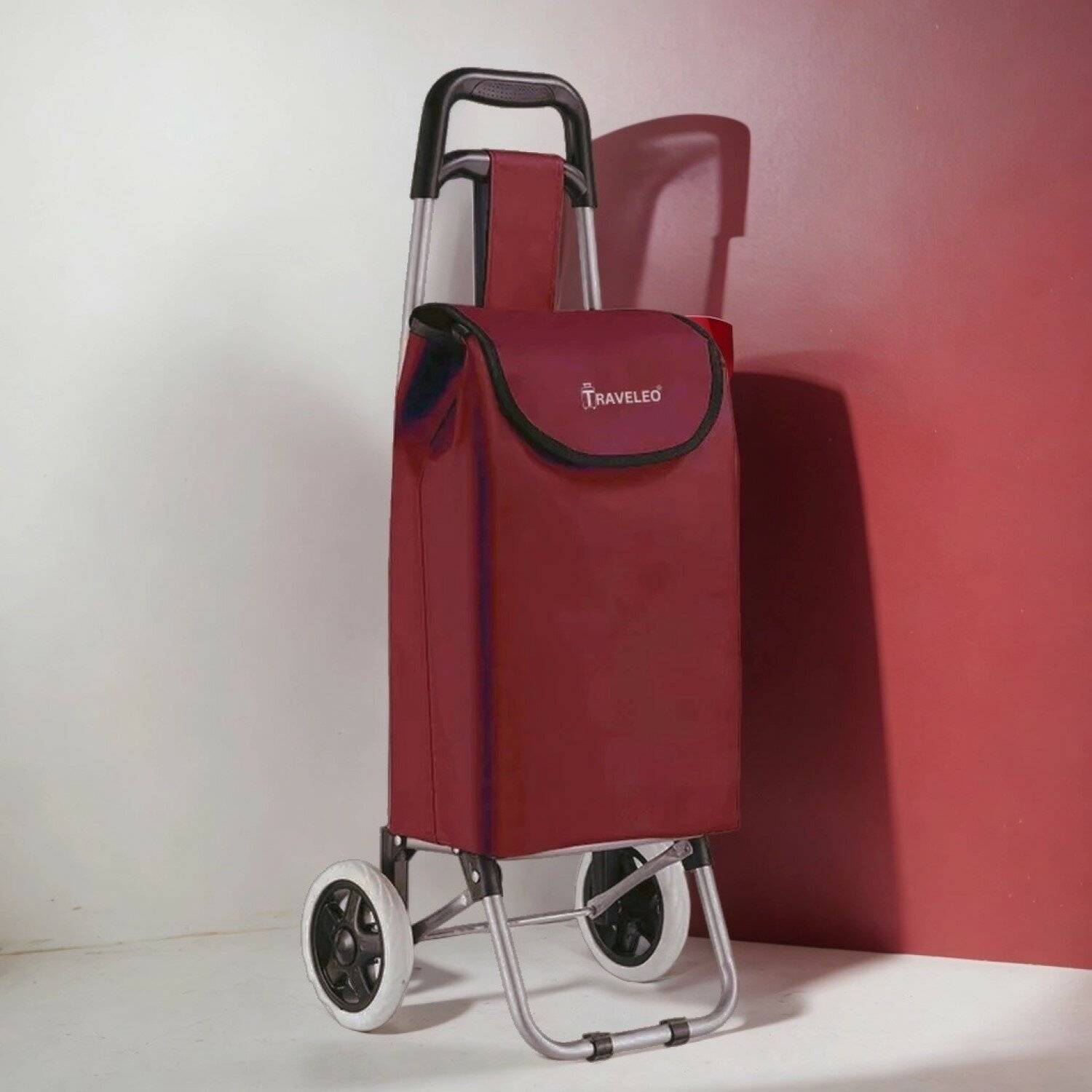 30L Einkauf Trolley Einkaufswagen Shopping Trolley Tasche Aluminium Rot