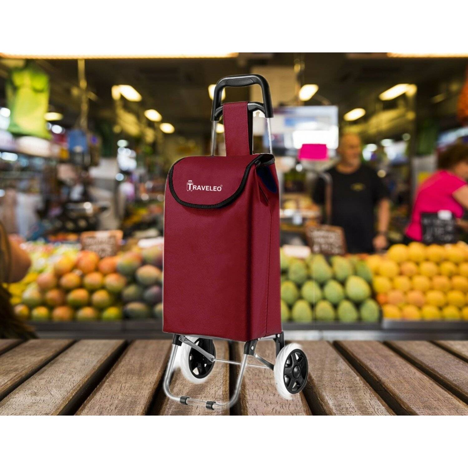 30L Einkauf Trolley Einkaufswagen Shopping Trolley Tasche Aluminium Rot