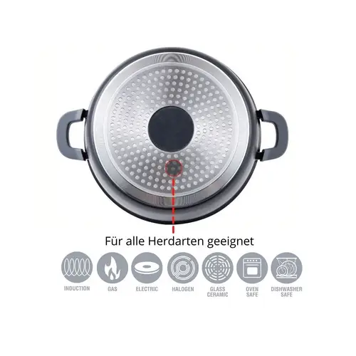 Kochtopf Aluguss Glasdeckel Ø36 cm Induktion Marmorbeschichtung Suppentopf Schwarz Kochtopf Aluguss Glasdeckel Ø36 cm Induktion Marmorbeschichtung Suppentopf Schwarz