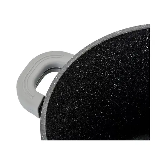 Kochtopf Aluguss Glasdeckel Ø36 cm Induktion Marmorbeschichtung Suppentopf Schwarz Kochtopf Aluguss Glasdeckel Ø36 cm Induktion Marmorbeschichtung Suppentopf Schwarz