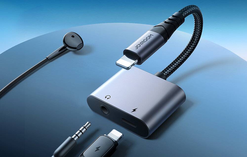 2-in-1 Audio-Adapter Joyroom SY-L01 Lightning auf 3.5mm + Lightning (schwarz)