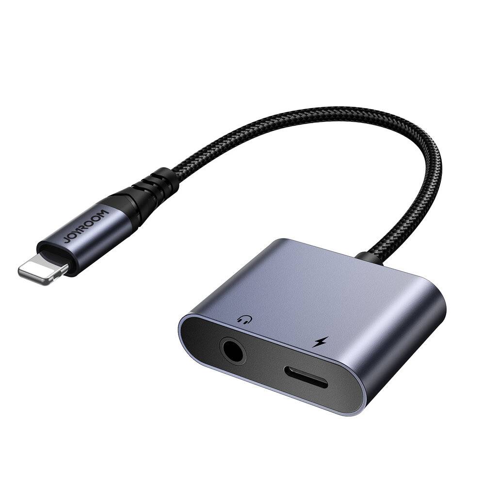 2-in-1 Audio-Adapter Joyroom SY-L01 Lightning auf 3.5mm + Lightning (schwarz)