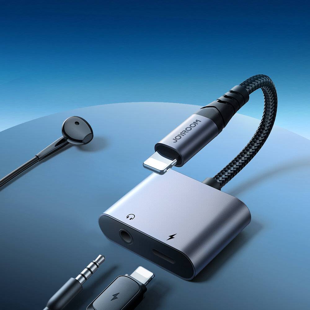 2-in-1 Audio-Adapter Joyroom SY-L01 Lightning auf 3.5mm + Lightning (schwarz)