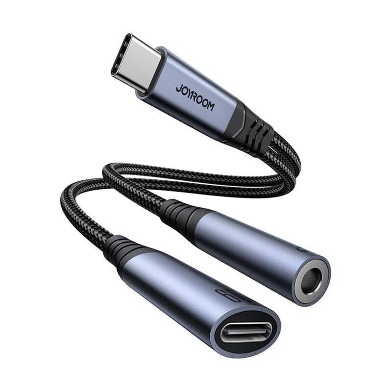 2-in-1-Audio-Adapter Joyroom SY-C02 Typ-C auf 3.5mm + Typ-C (schwarz)