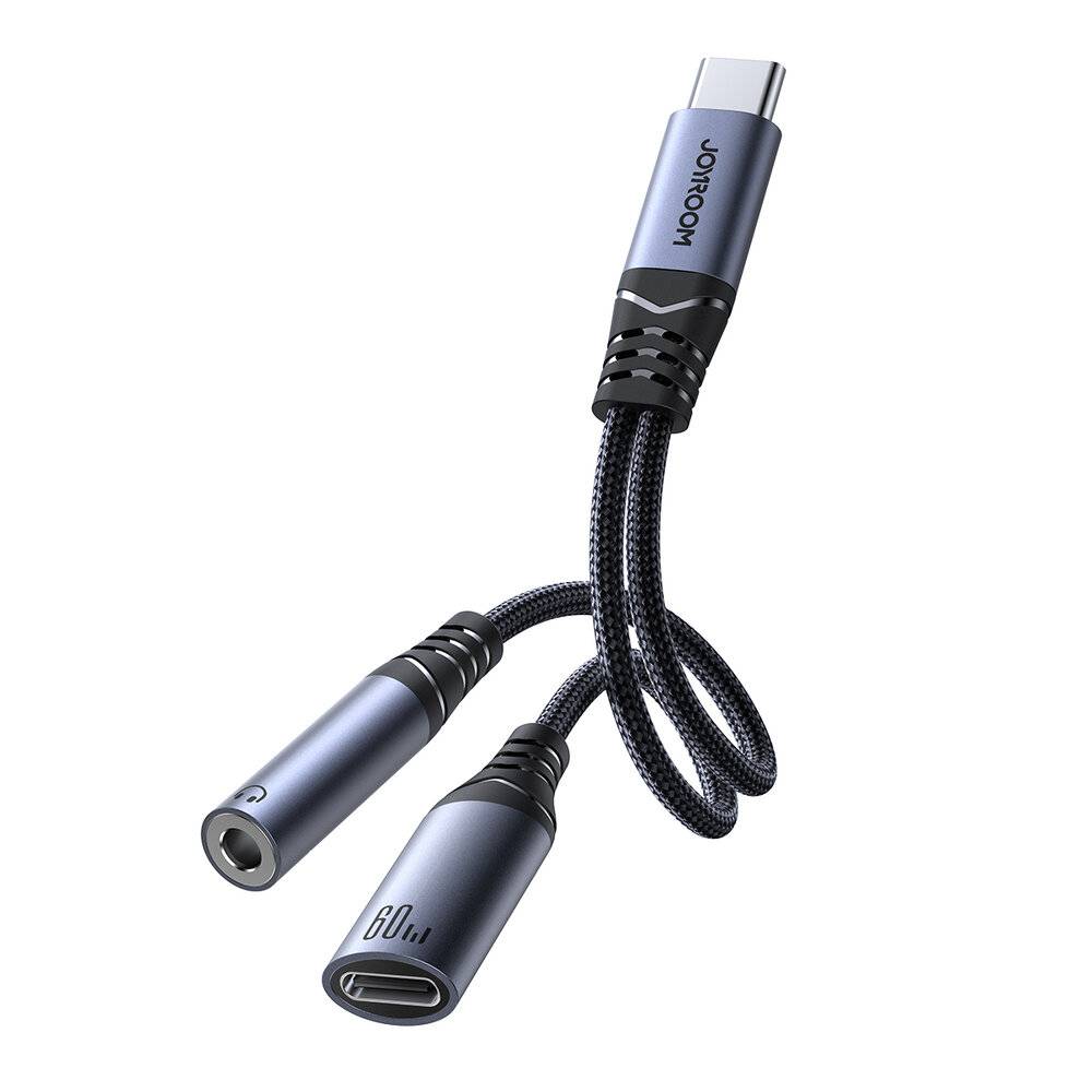 2-in-1-Audio-Adapter Joyroom SY-C02 Typ-C auf 3.5mm + Typ-C (schwarz)