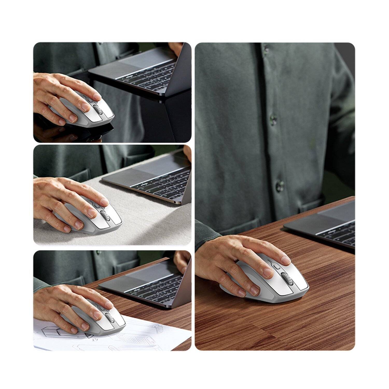 Ugreen MU101 ergonomische kabellose Maus Bluetooth / 2,4 GHz – Weiß