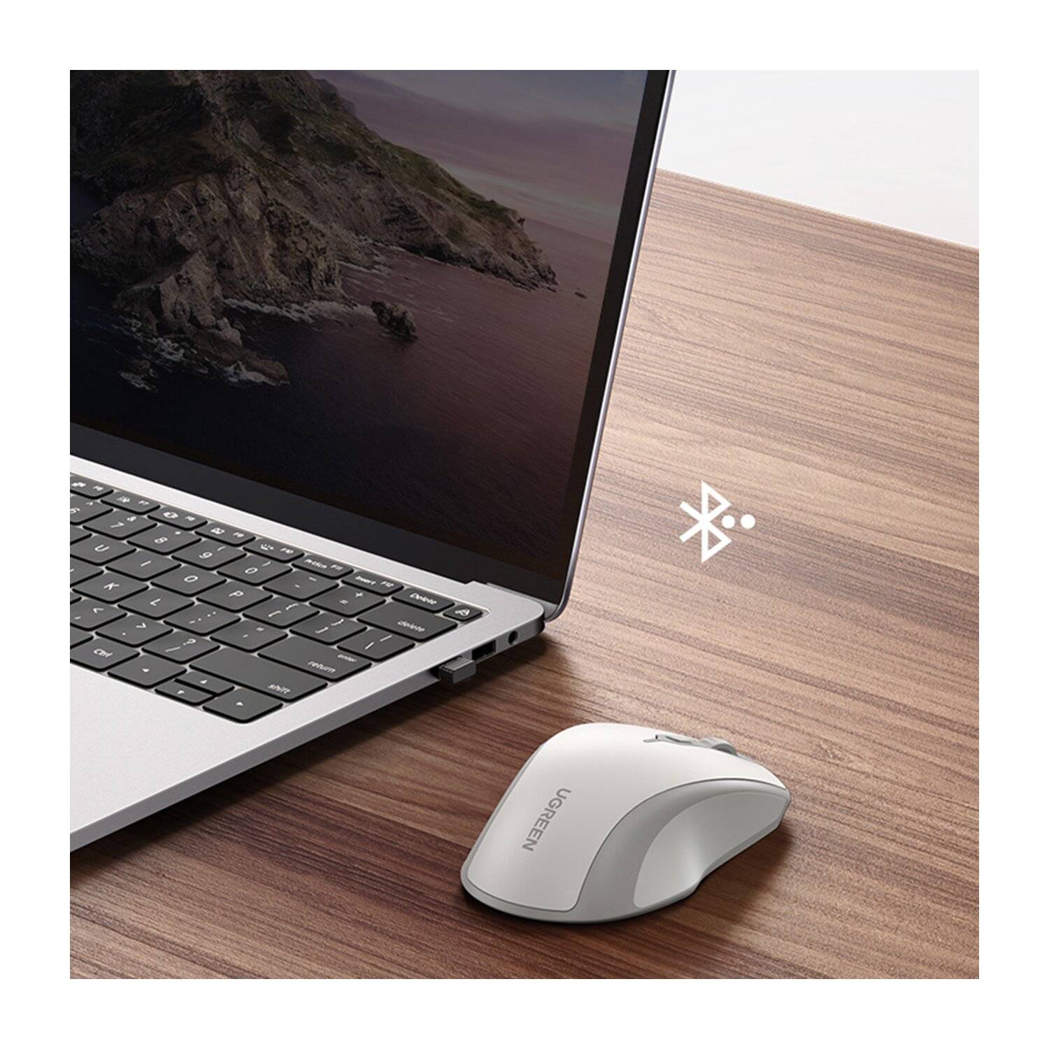 Ugreen MU101 ergonomische kabellose Maus Bluetooth / 2,4 GHz – Weiß