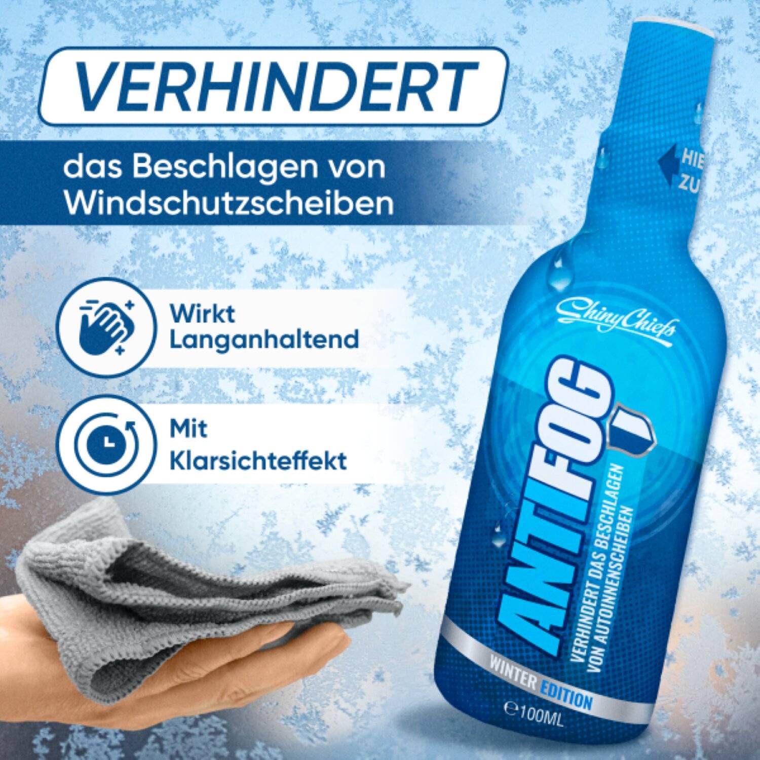 ANTIFOG - ANTI BESCHLAG 100ML Spray für Auto, Spiegel, Fenster und Brillen
