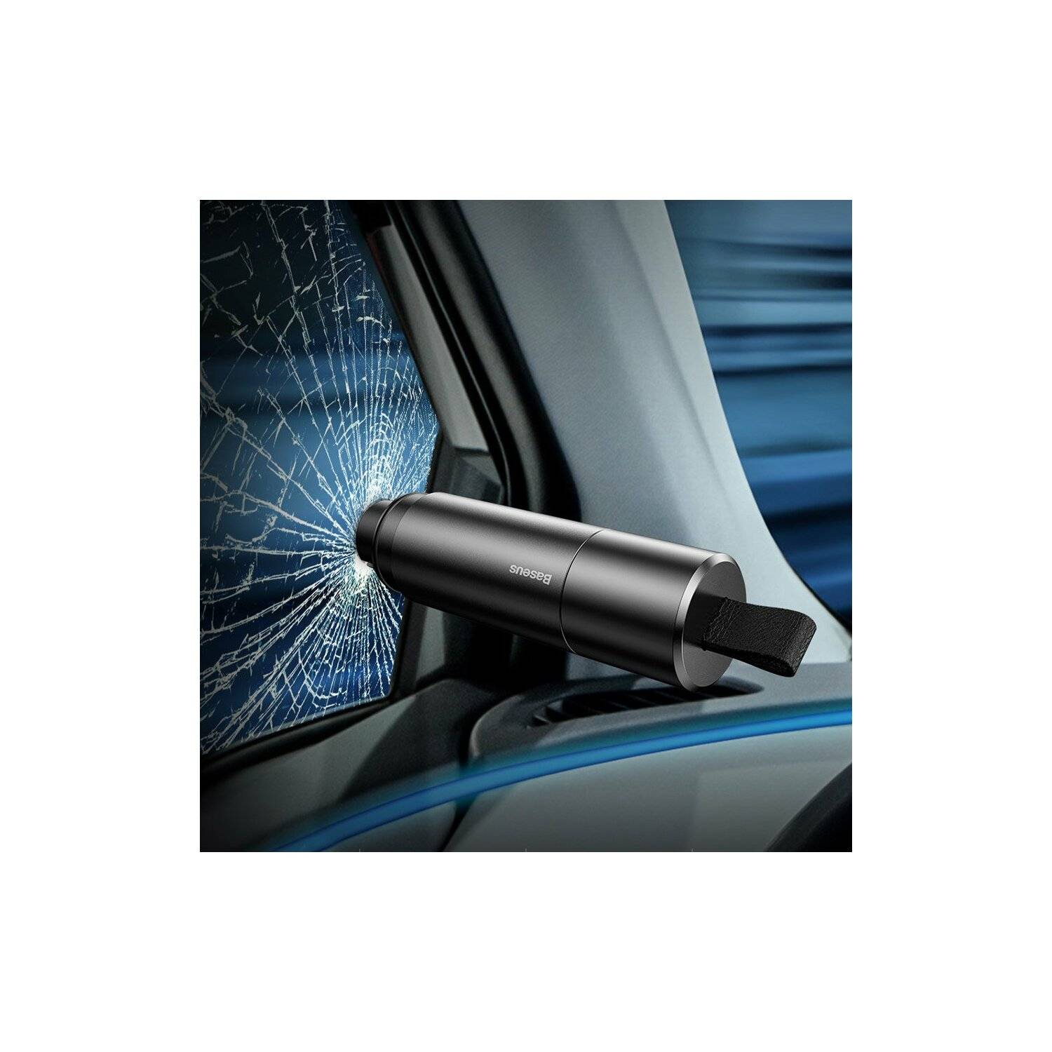 2in 1 Auto Sicherheit Fenster Hammer + Sicherheitsgurt Messer grau