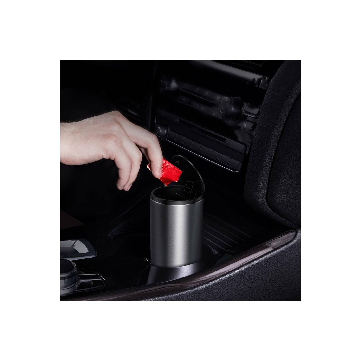 Mini Haushalt Auto-Abfallbehälter mit Deckel Schwarz